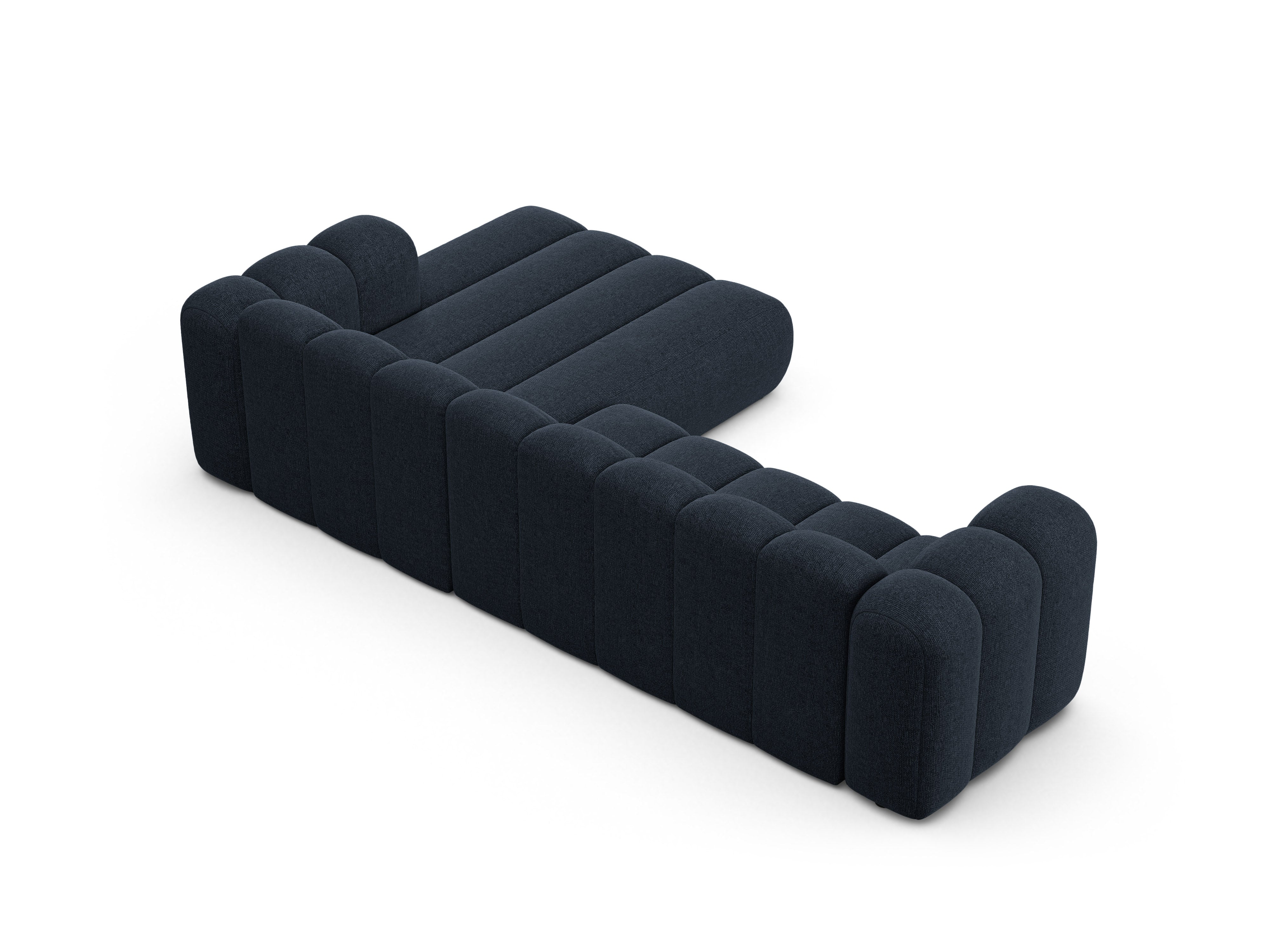 4-seater right-facing corner sofa LUPINE navy chenille