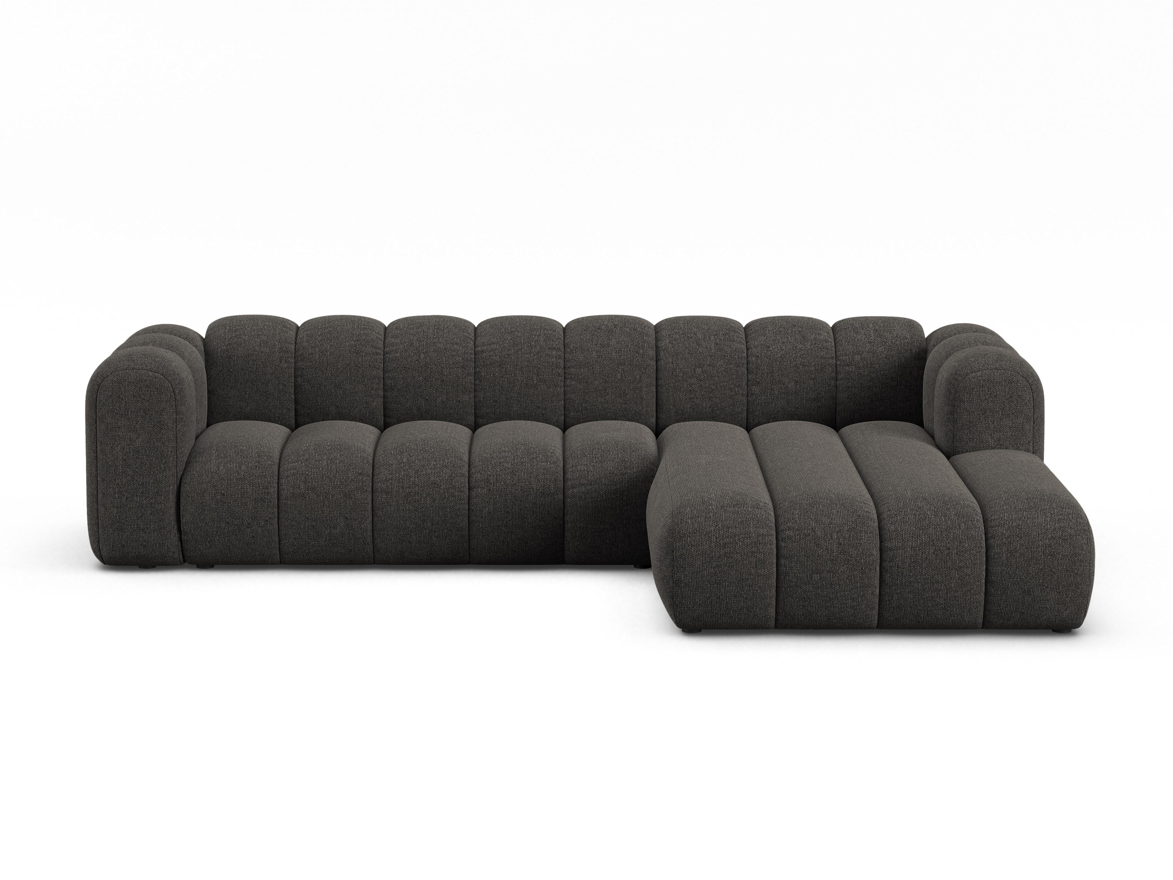 Right-facing 4-seater corner sofa LUPINE gray chenille