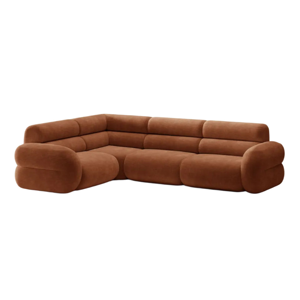 Ecksofa in L-Form links NEO aus ziegelrotem Chenille