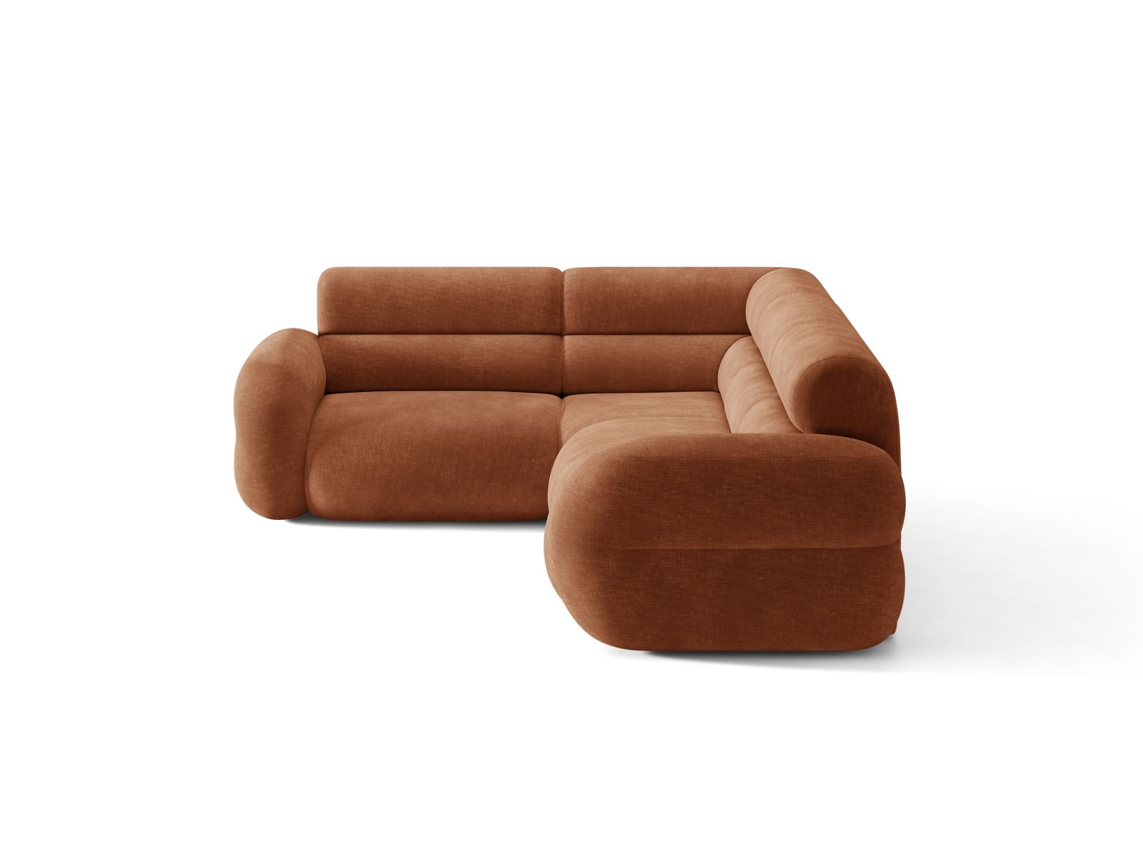 Ecksofa in L-Form links NEO aus ziegelrotem Chenille