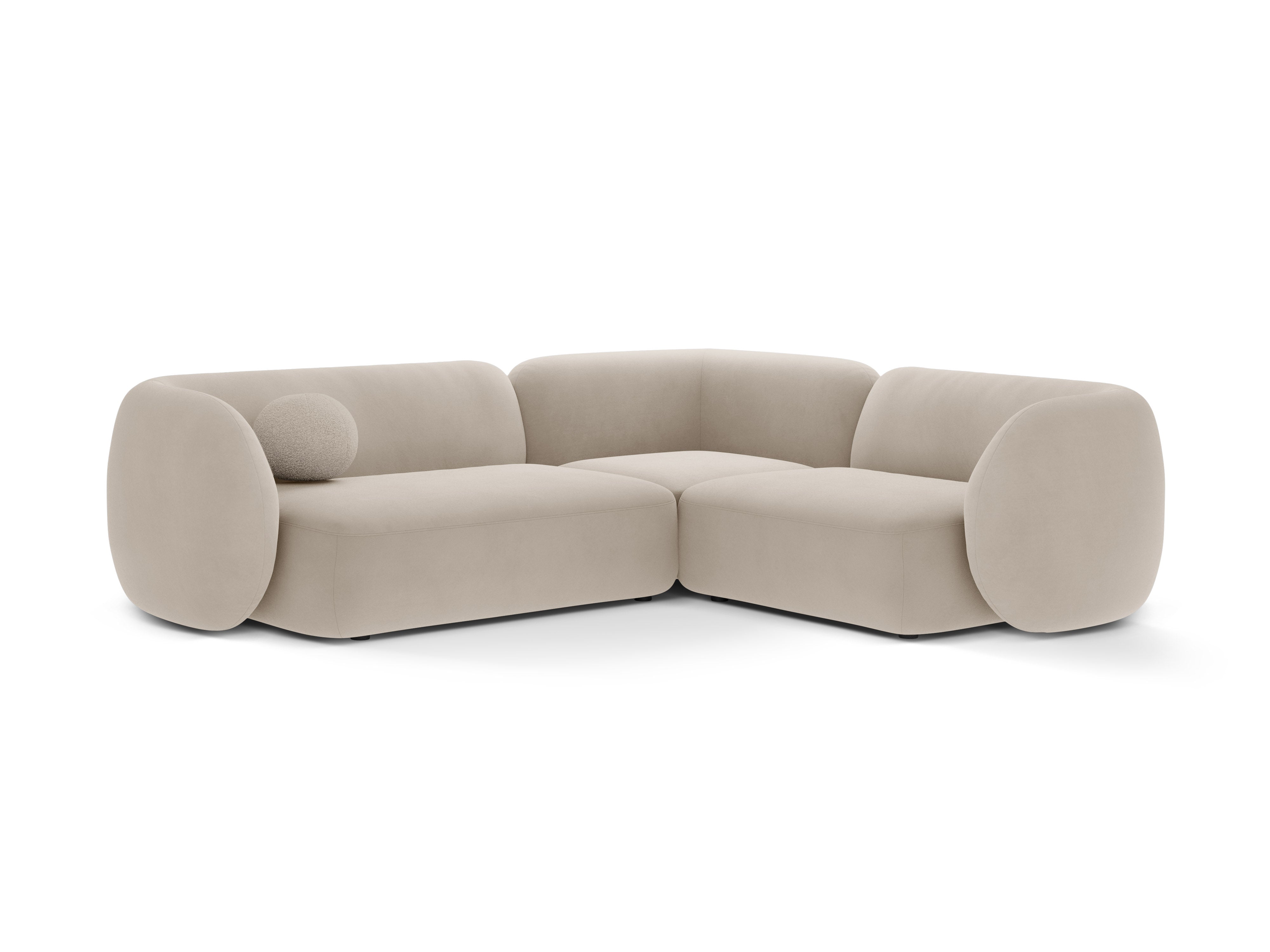 Right-facing velvet corner sofa for 4 people KATE beige