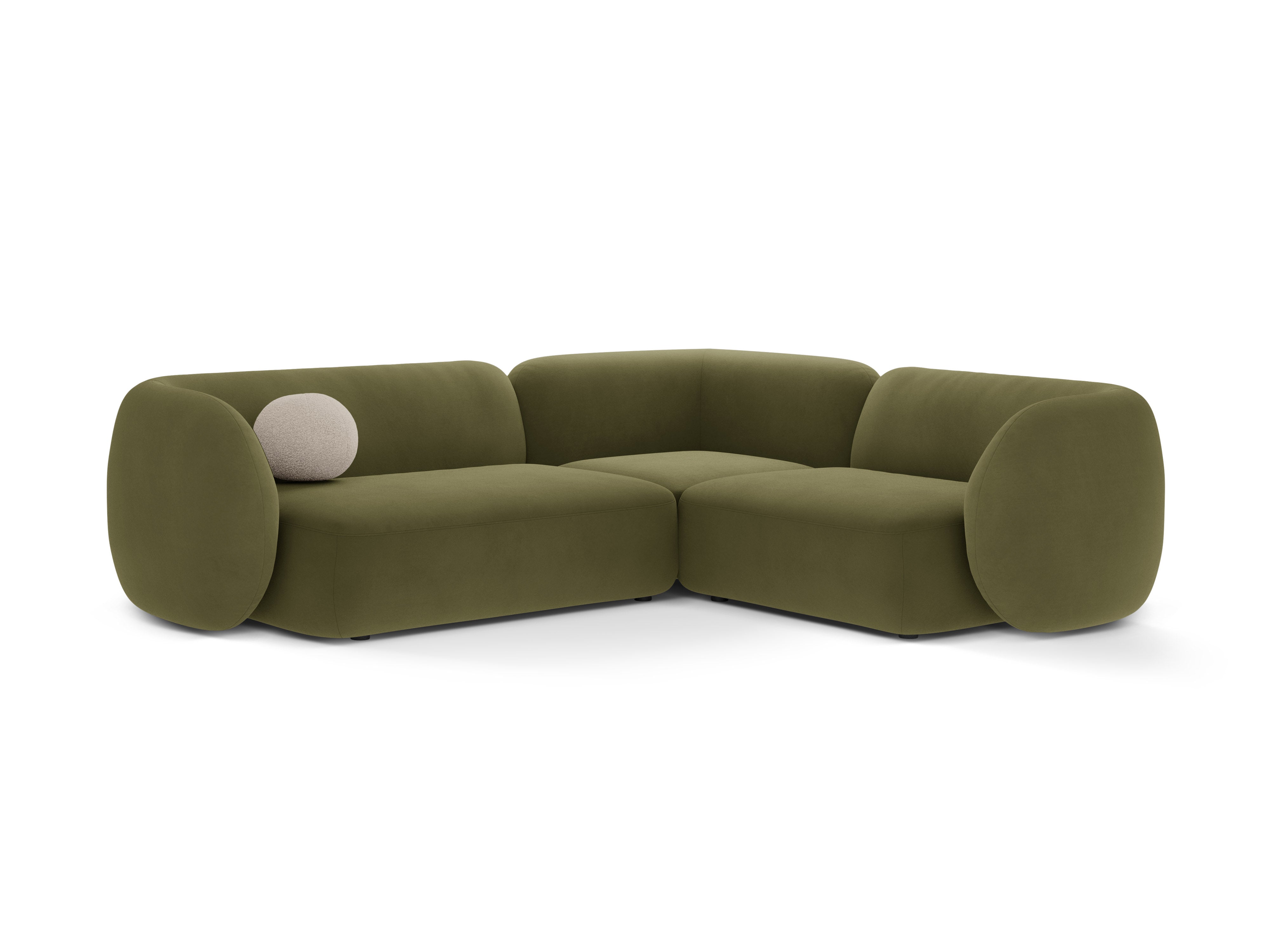 Green right-facing velvet corner sofa for 4 people KATE