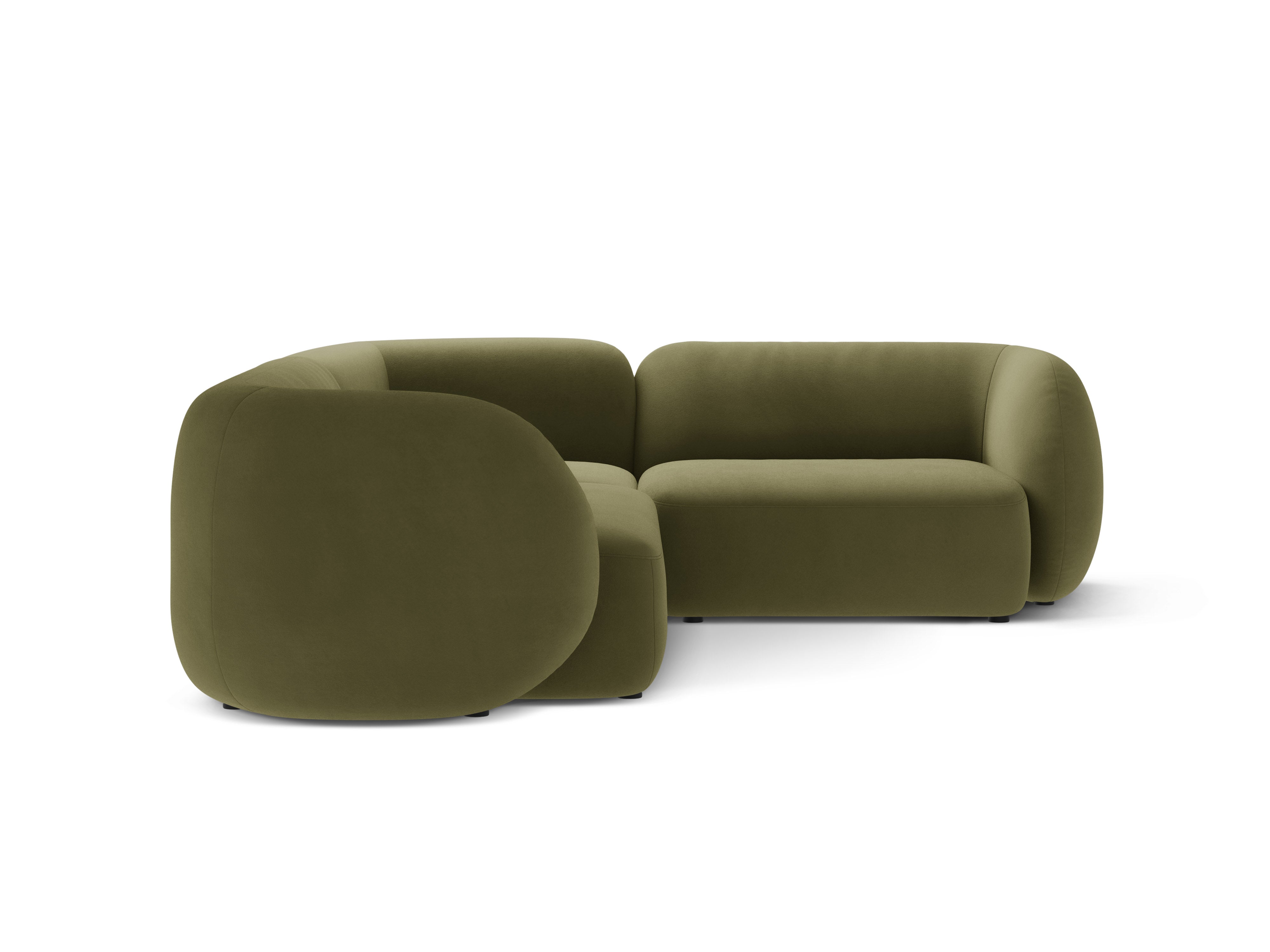 Green right-facing velvet corner sofa for 4 people KATE