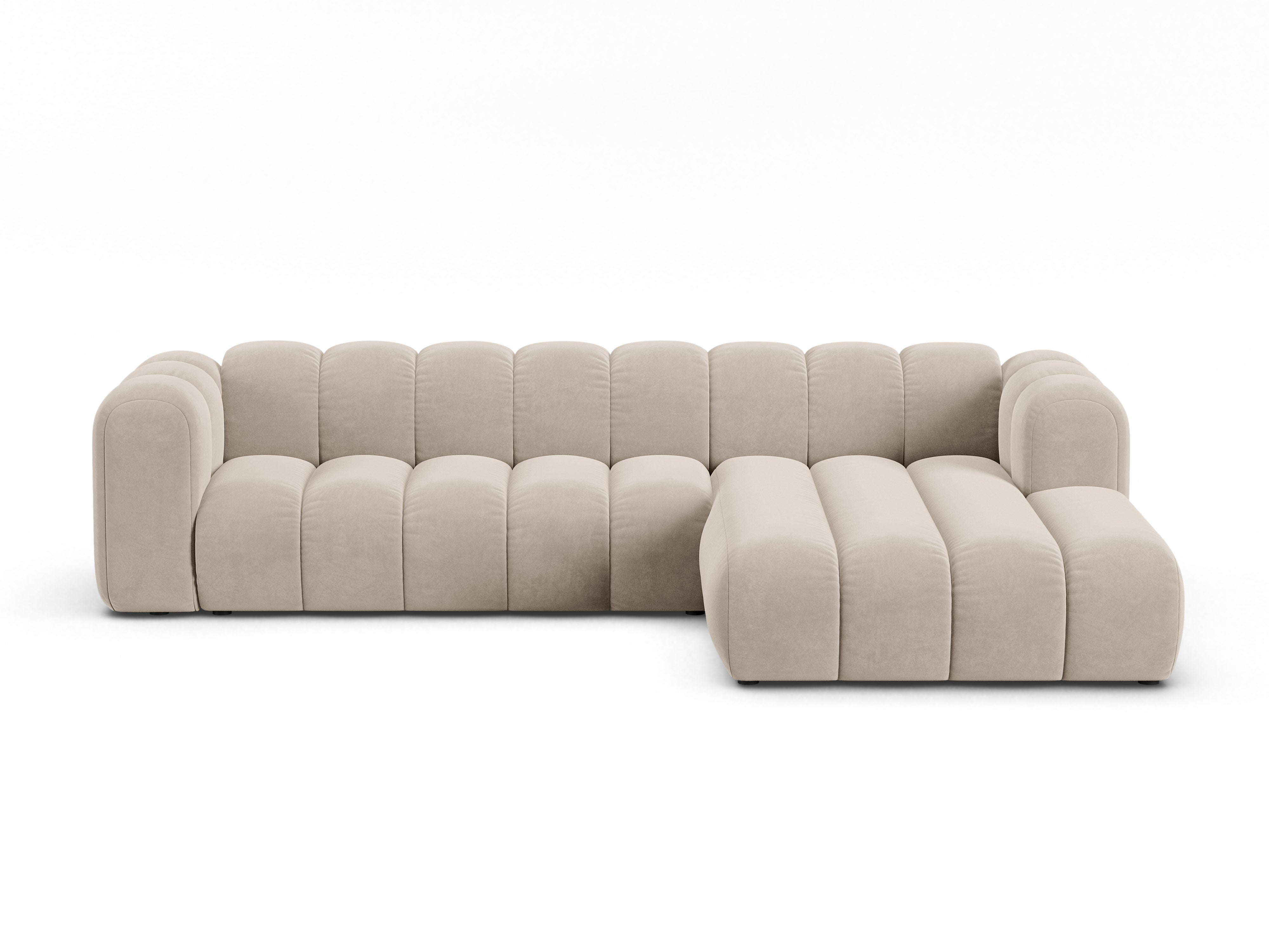 Samt-Ecksofa für 4 Personen rechts LUPINE beige