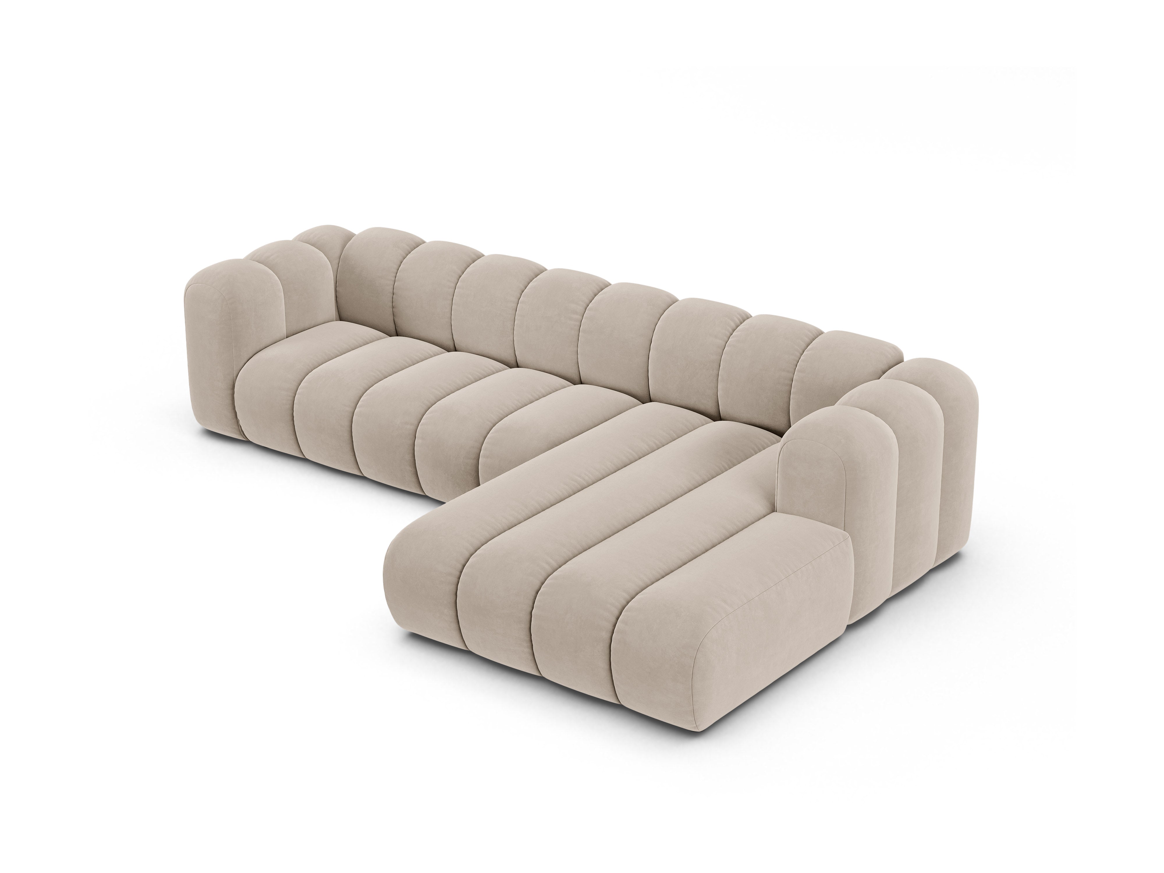 Samt-Ecksofa für 4 Personen rechts LUPINE beige