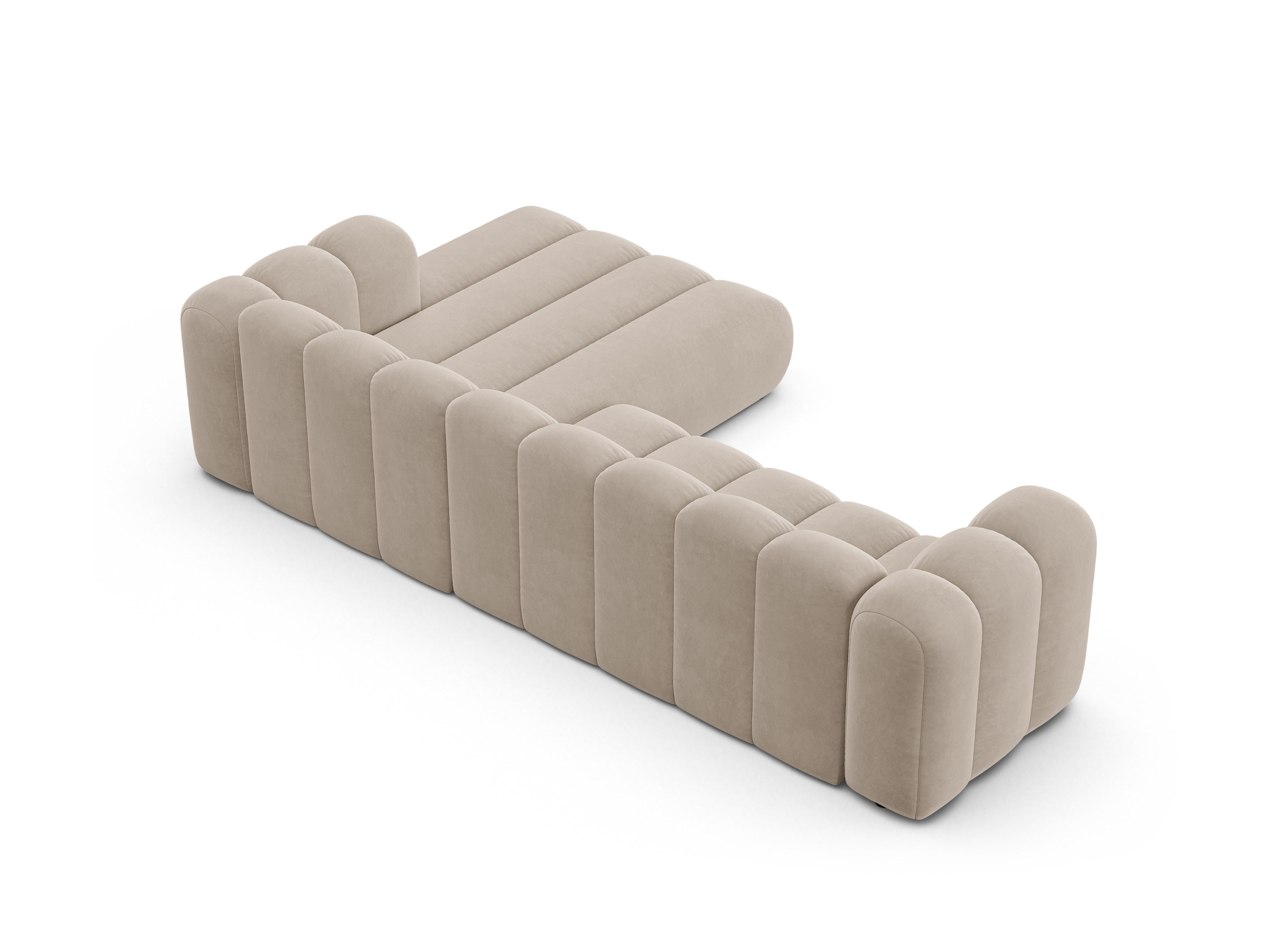 Samt-Ecksofa für 4 Personen rechts LUPINE beige