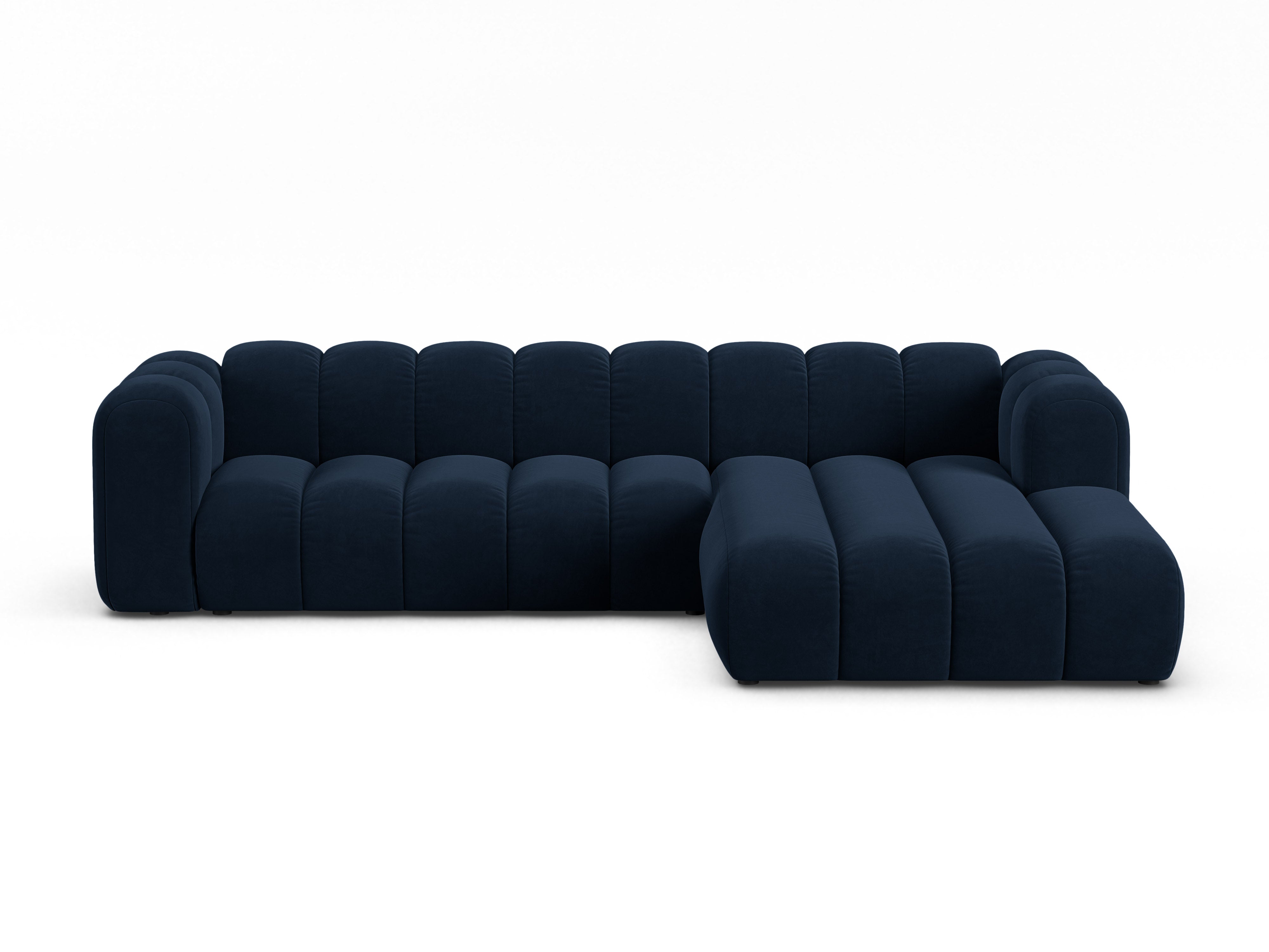 Samt-Ecksofa für 4 Personen rechts LUPINE in Marineblau