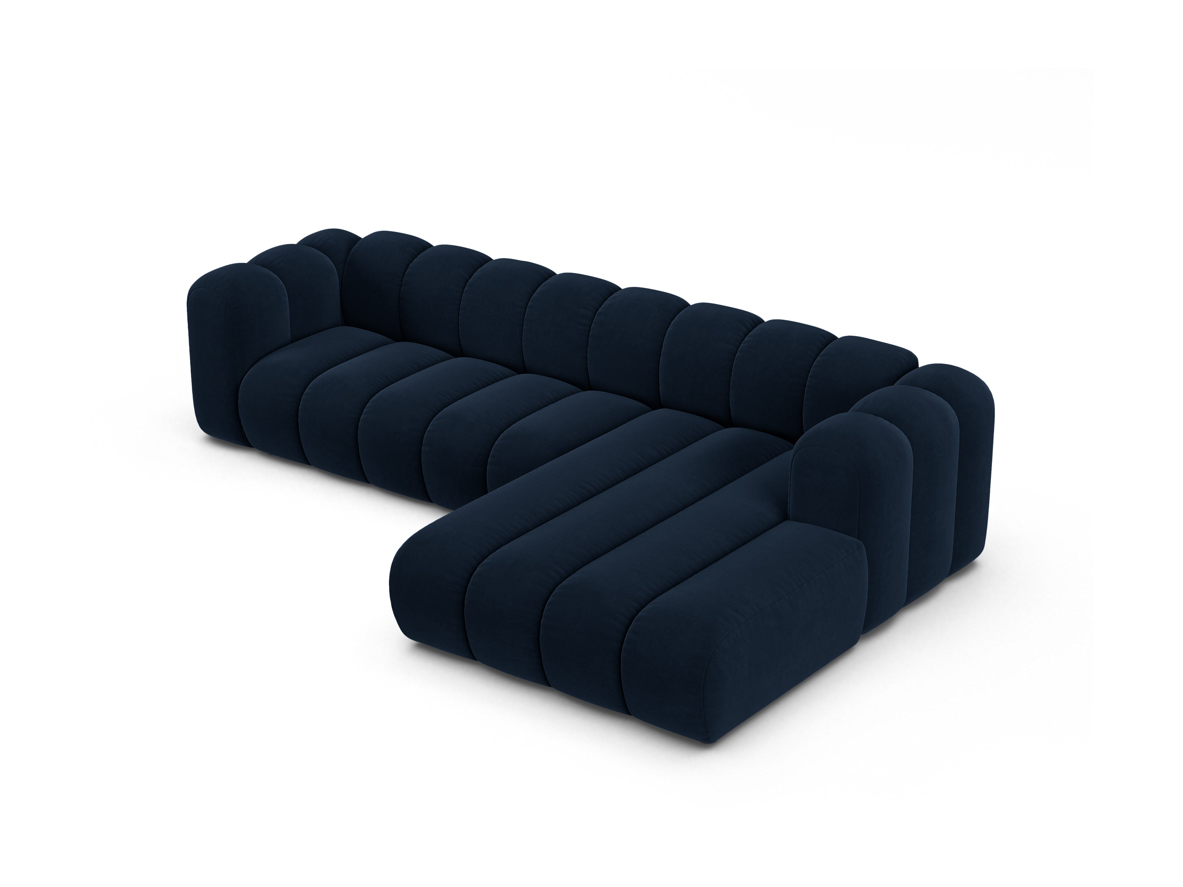 Samt-Ecksofa für 4 Personen rechts LUPINE in Marineblau