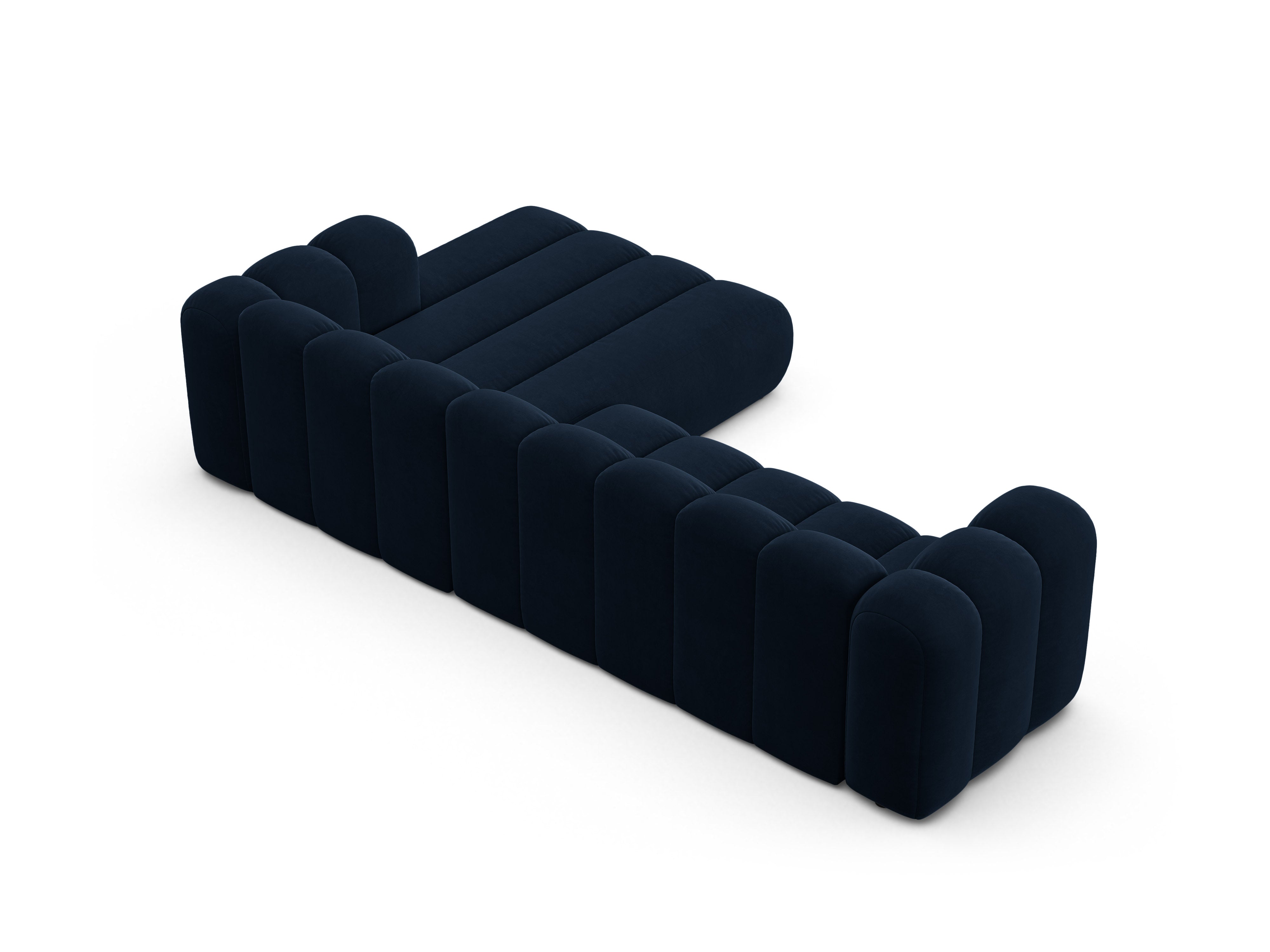 Samt-Ecksofa für 4 Personen rechts LUPINE in Marineblau
