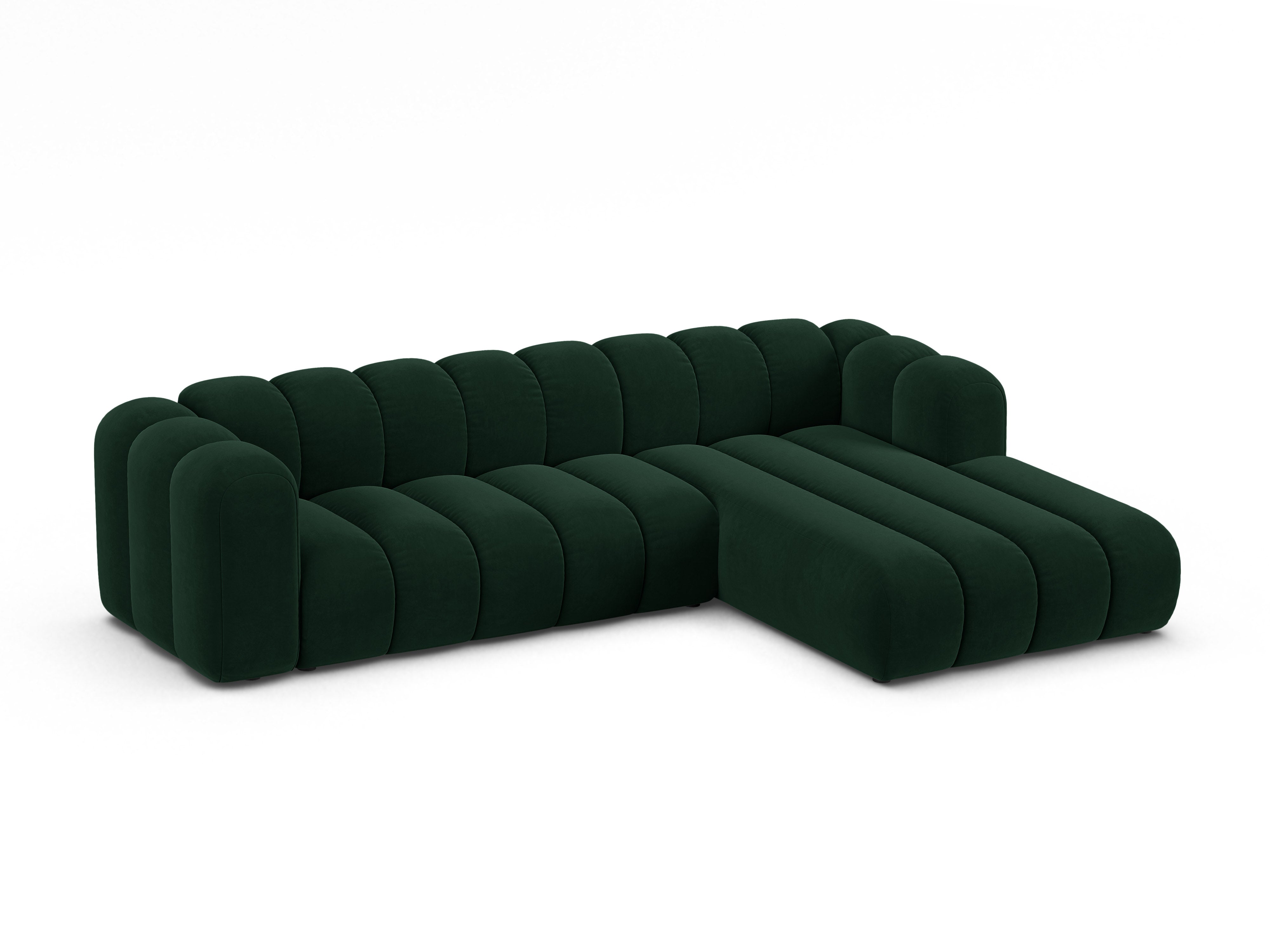 Samt-Ecksofa für 4 Personen rechts LUPINE flaschengrün