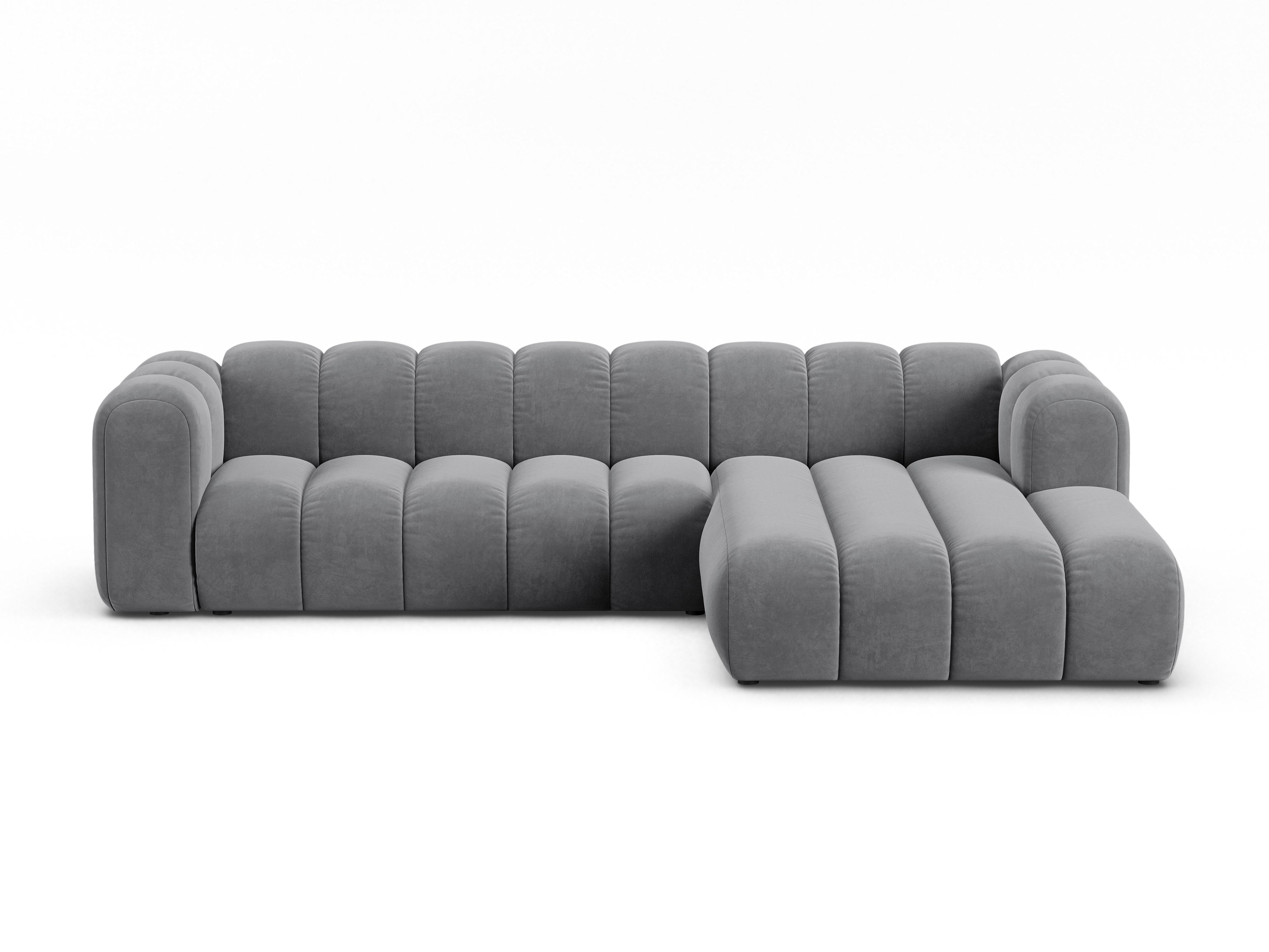 Samt-Ecksofa für 4 Personen rechts LUPINE grau