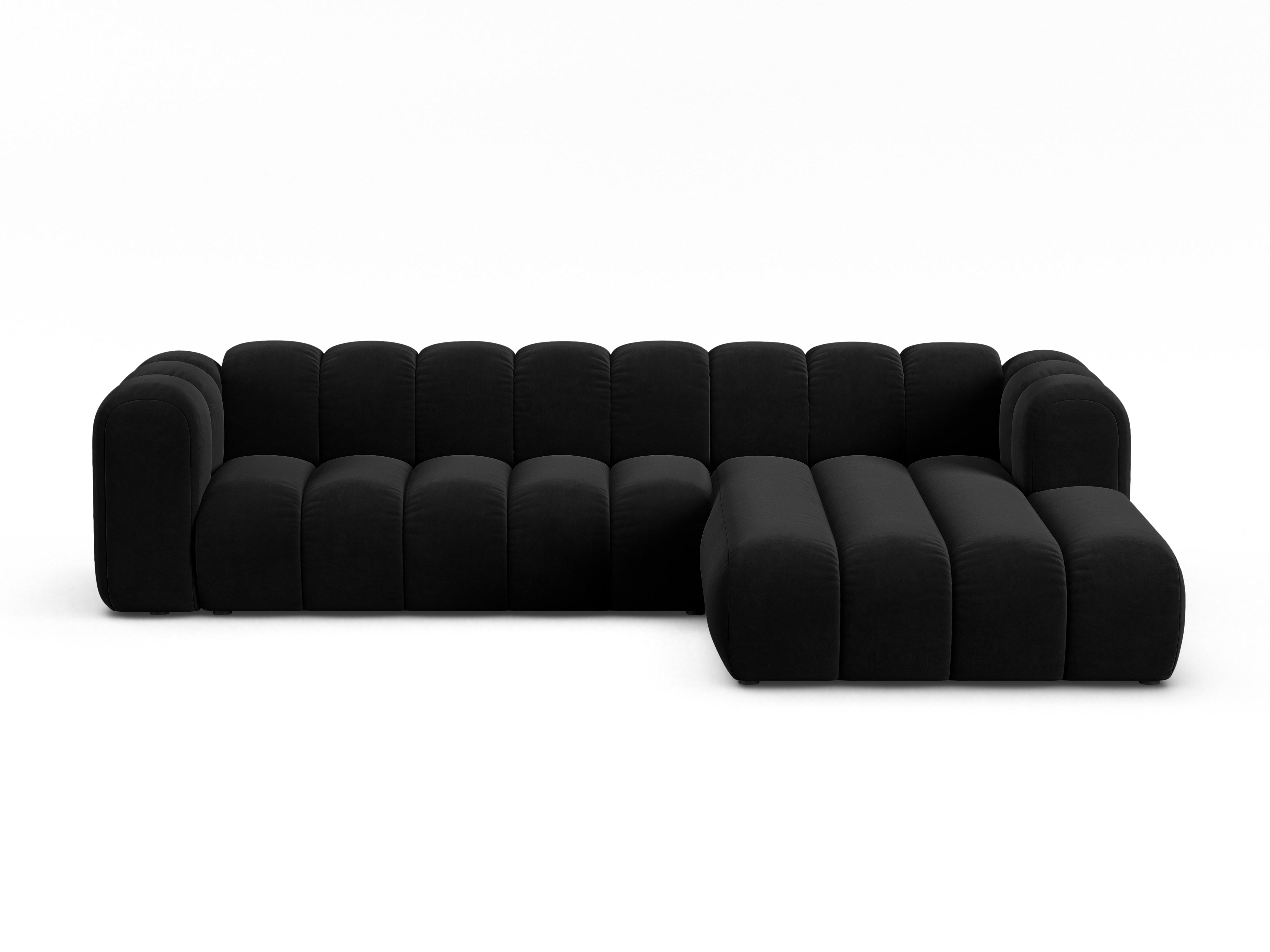 Samt-Ecksofa für 4 Personen rechts LUPINE schwarz