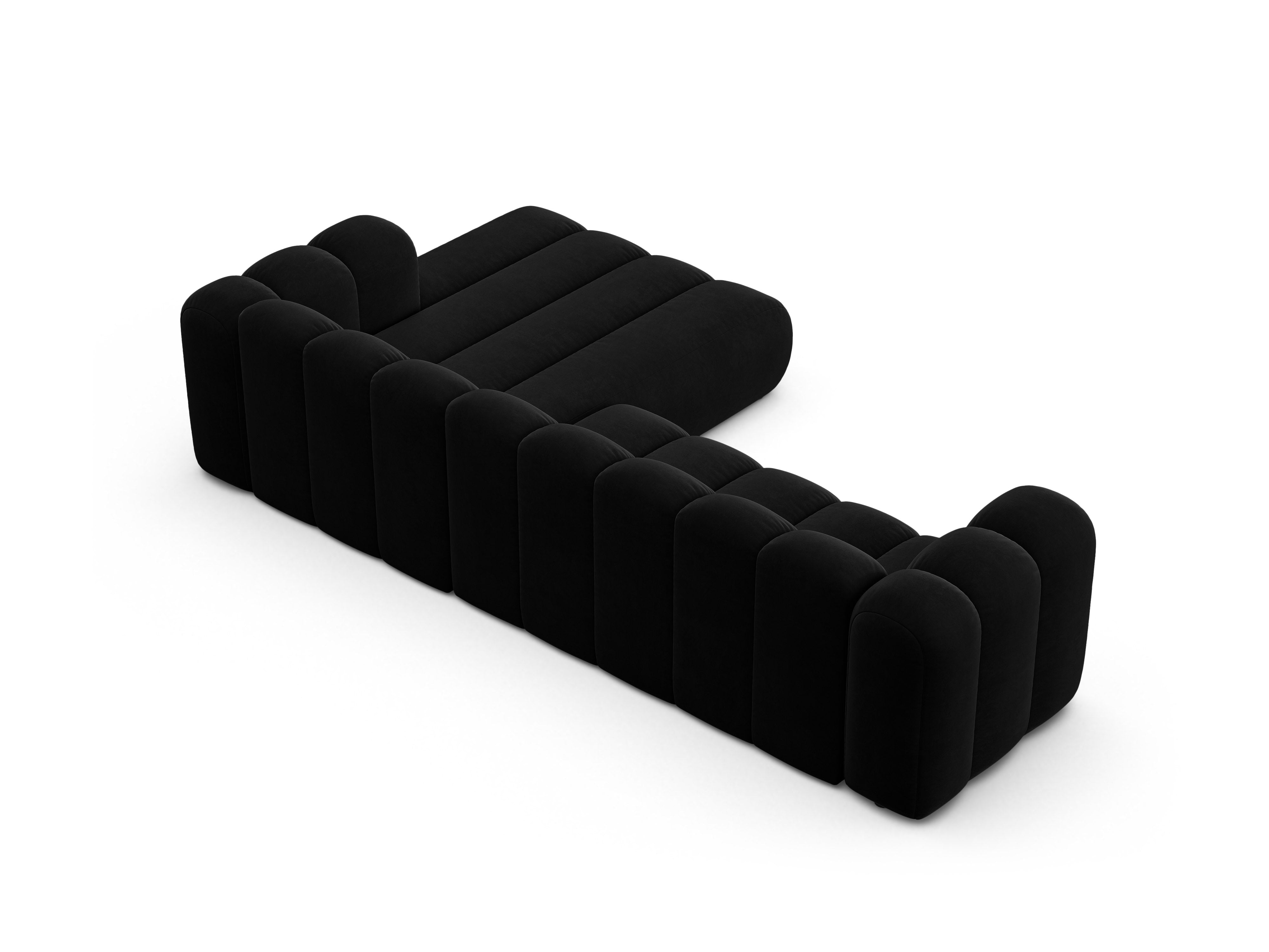 Samt-Ecksofa für 4 Personen rechts LUPINE schwarz