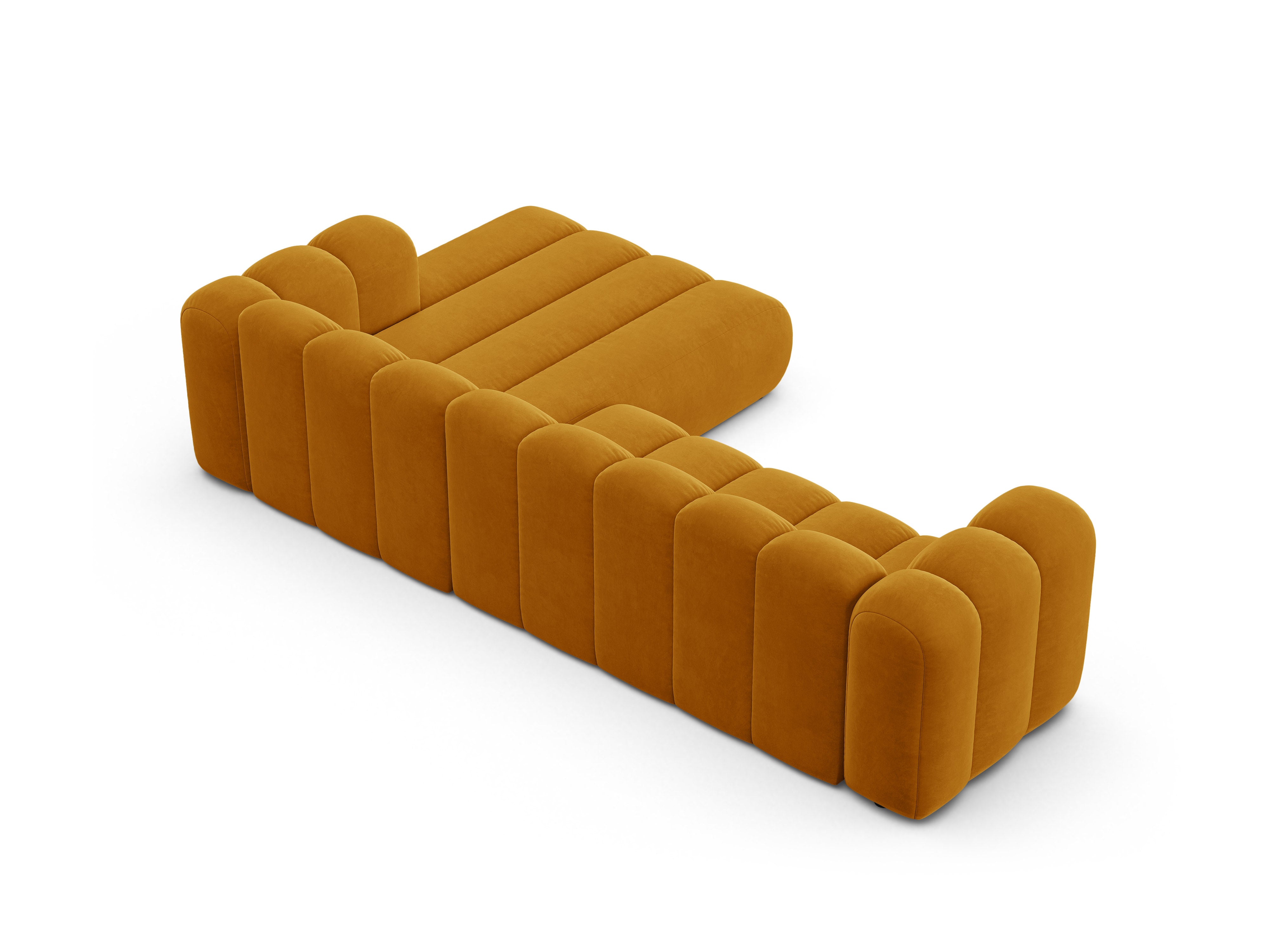 Samt-Ecksofa für 4 Personen rechts LUPINE senfgelb