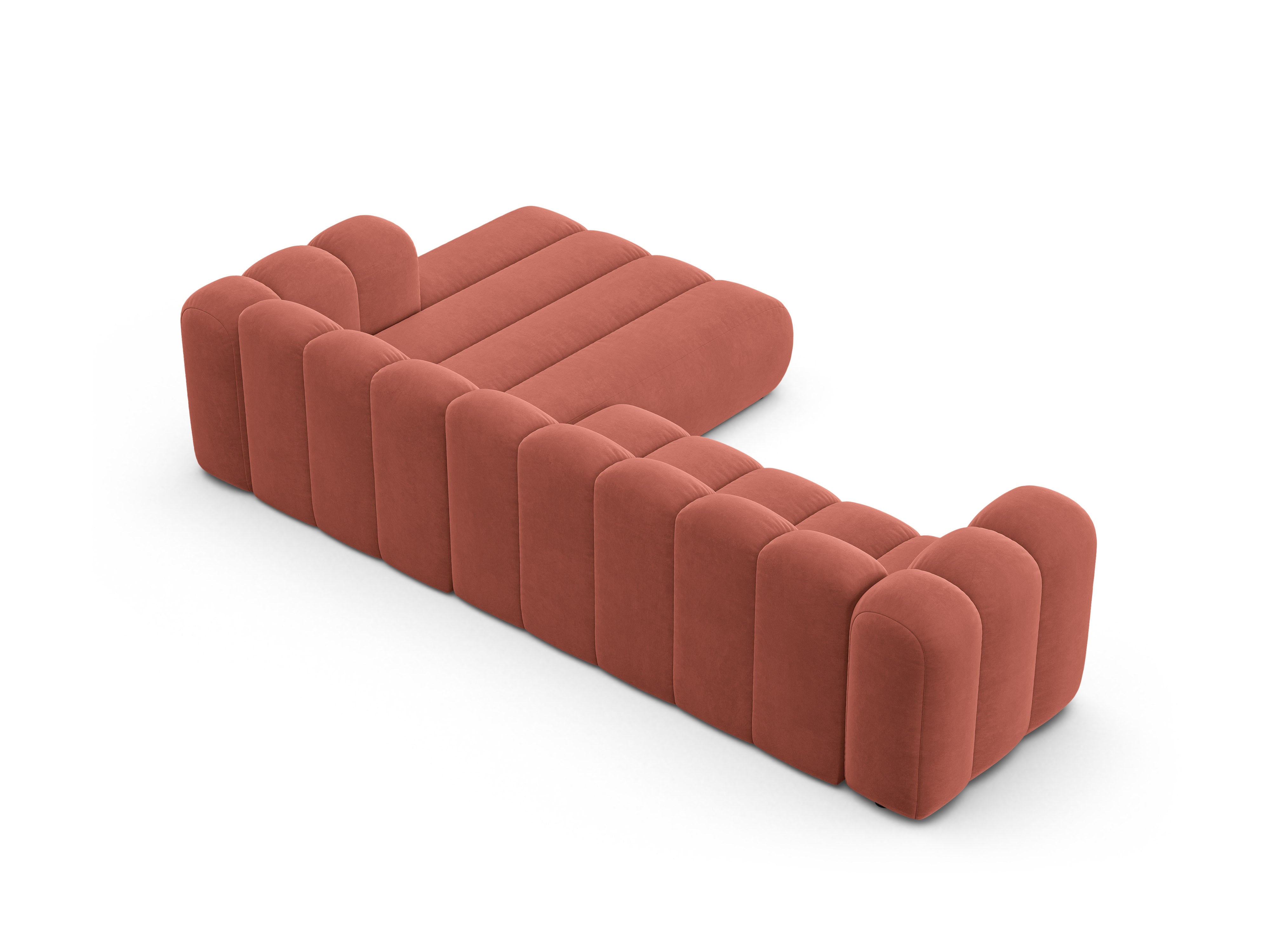 Samt-Ecksofa für 4 Personen rechts LUPINE koralle
