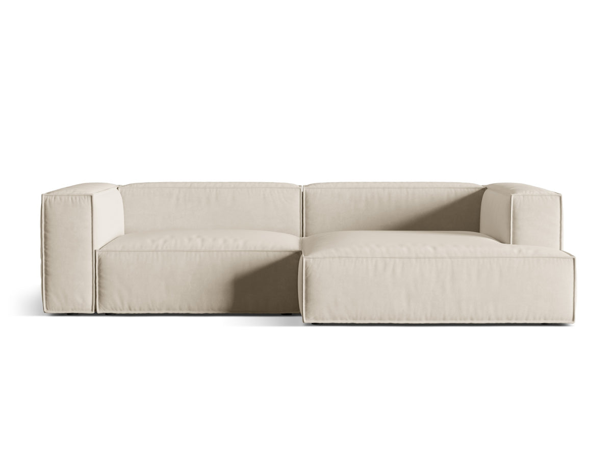 Narożnik aksamitny 4-osobowy prawostronny NURIA beżowy – Micadoni