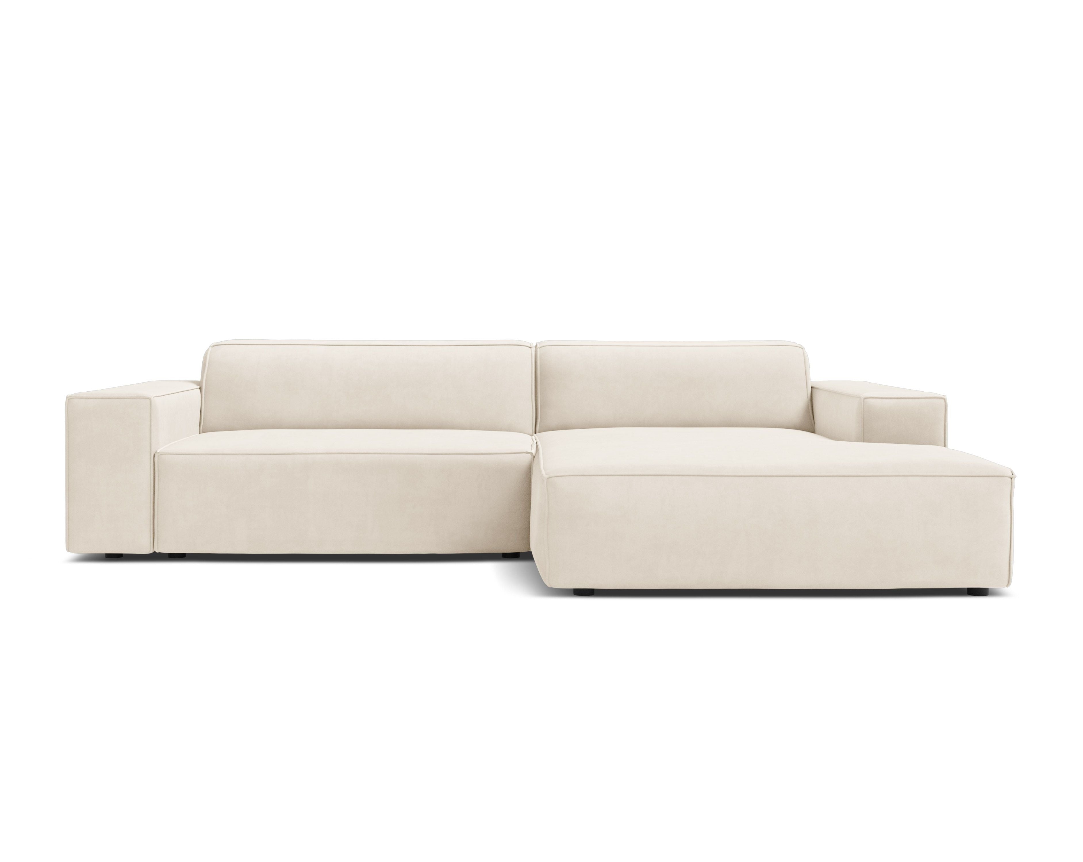 Samt-Ecksofa rechtsseitig für 3 Personen JODIE in hellbeige