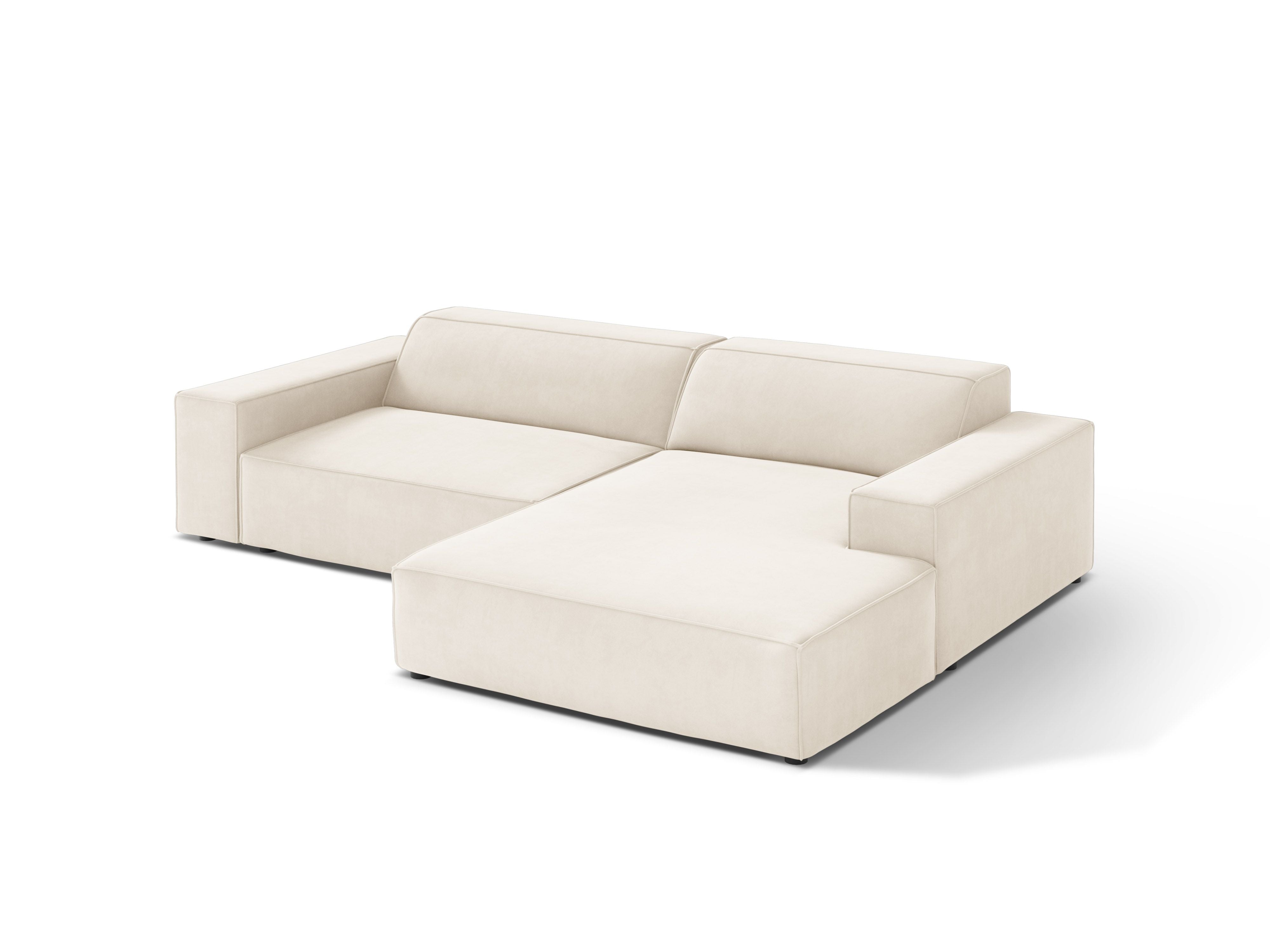 Samt-Ecksofa rechtsseitig für 3 Personen JODIE in hellbeige