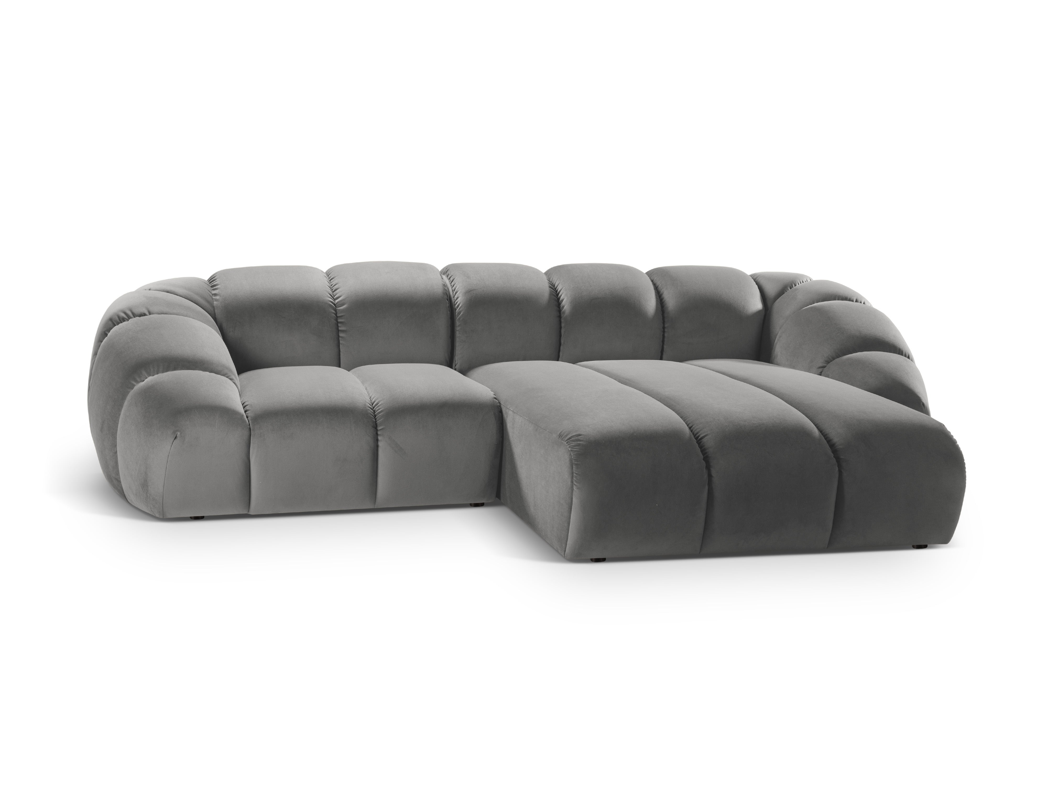 Velvet Right Corner Sofa, "Diana", 3 Seats, Gray, 294x182x72
Made in Europe