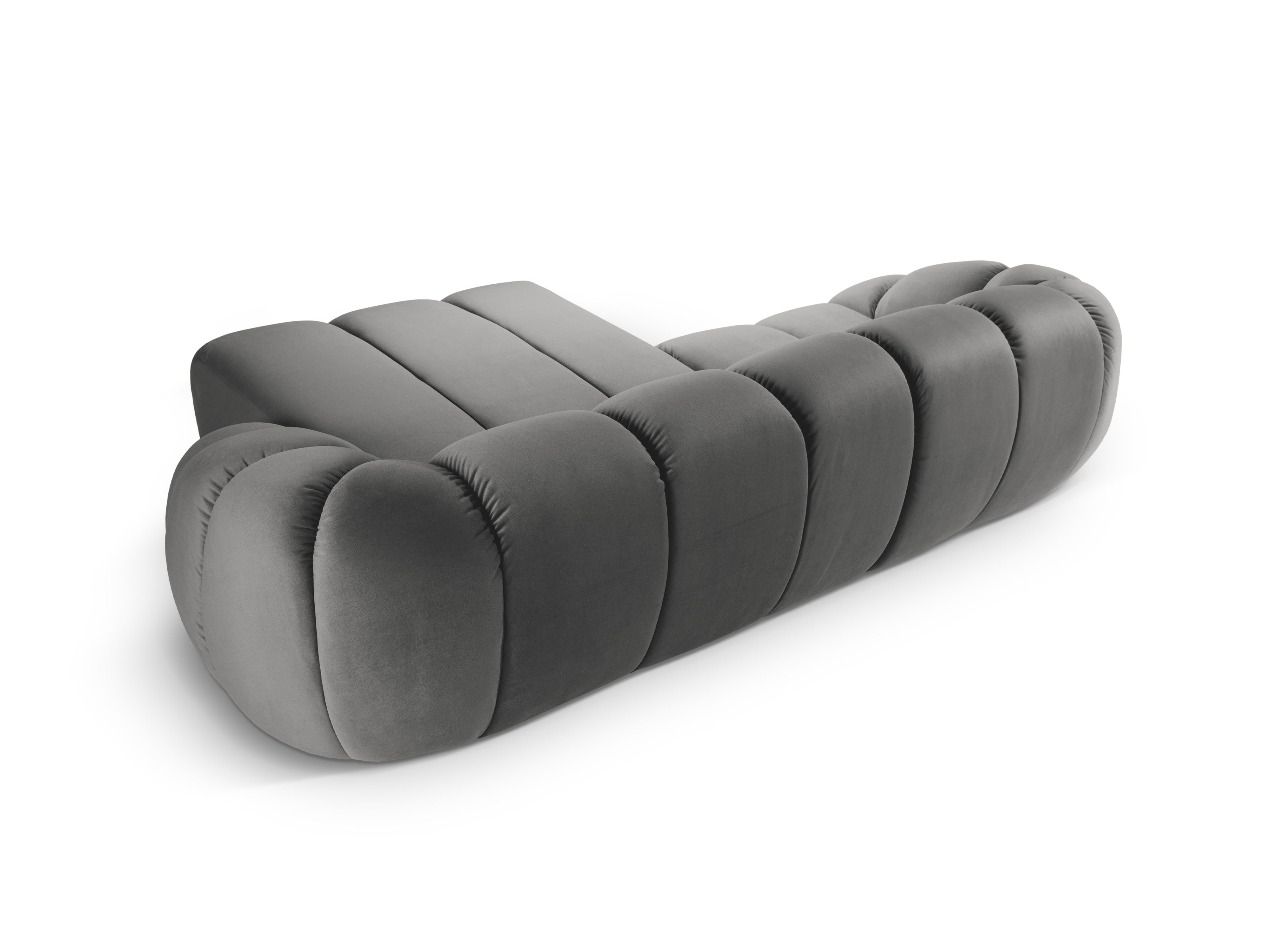 Velvet Right Corner Sofa, "Diana", 3 Seats, Gray, 294x182x72
Made in Europe