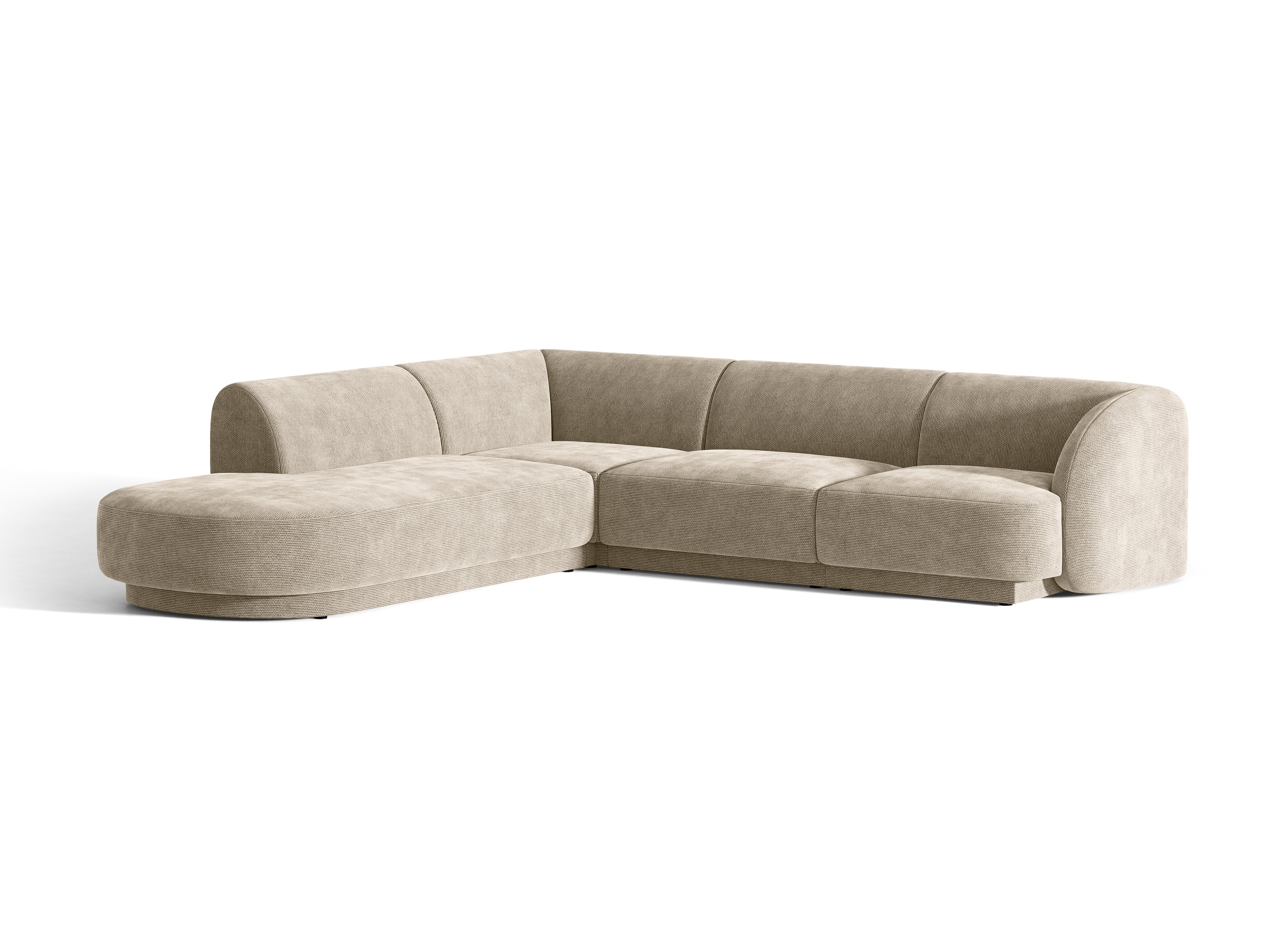6-sitzige linke Eckcouch MILEY beige schimmernder Chenille