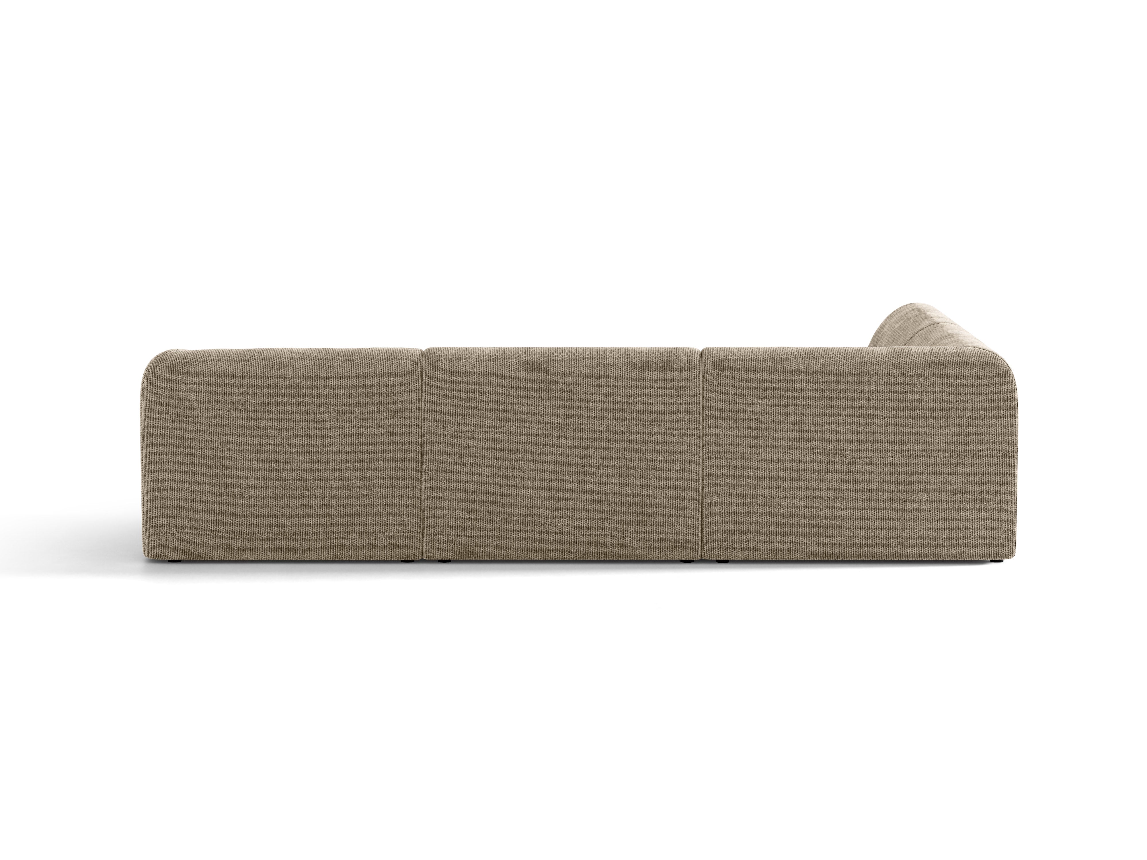 6-sitzige linke Eckcouch MILEY beige schimmernder Chenille