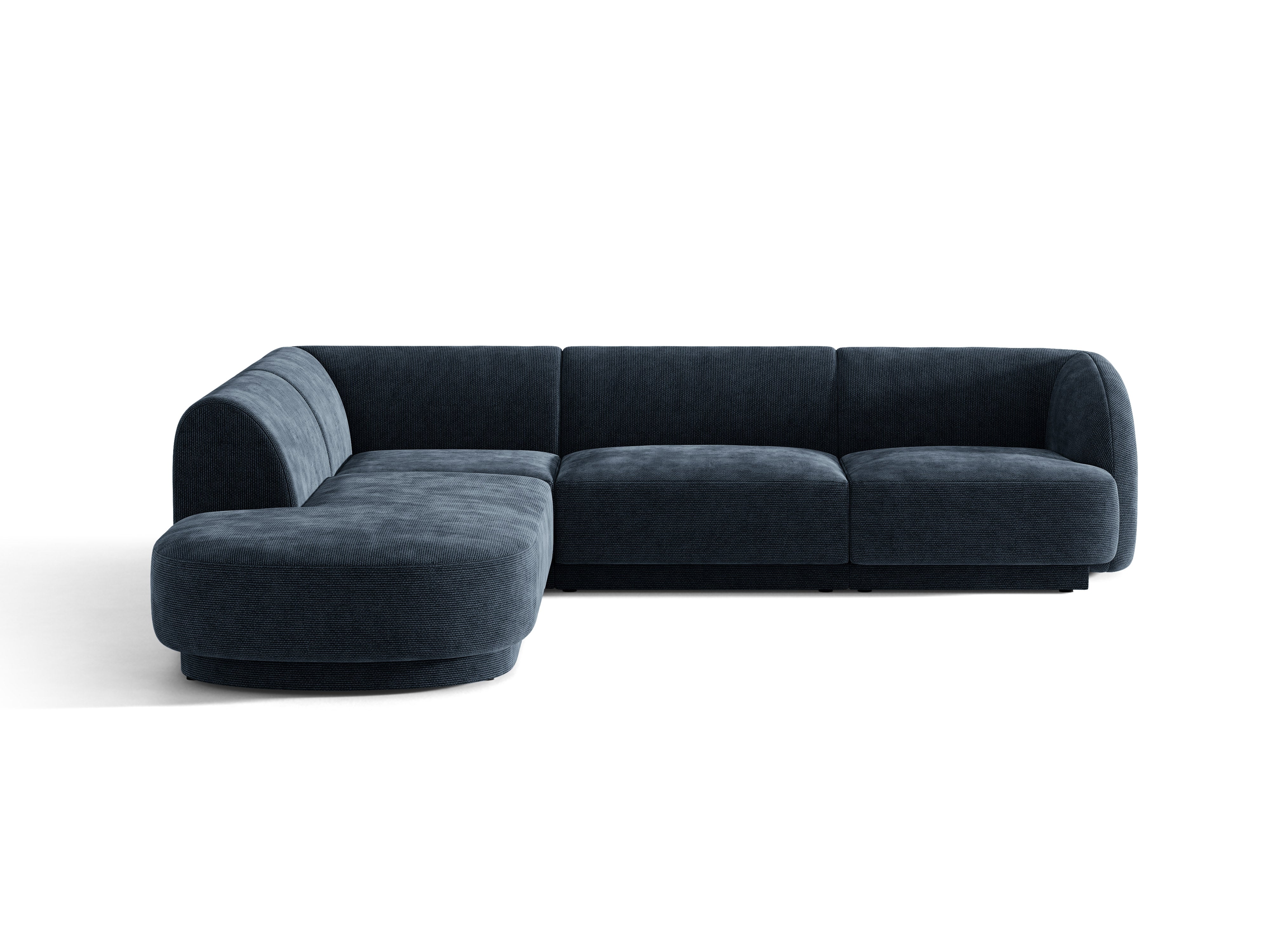 6-sitziges linksseitiges Ecksofa MILEY in samtigem Marineblau