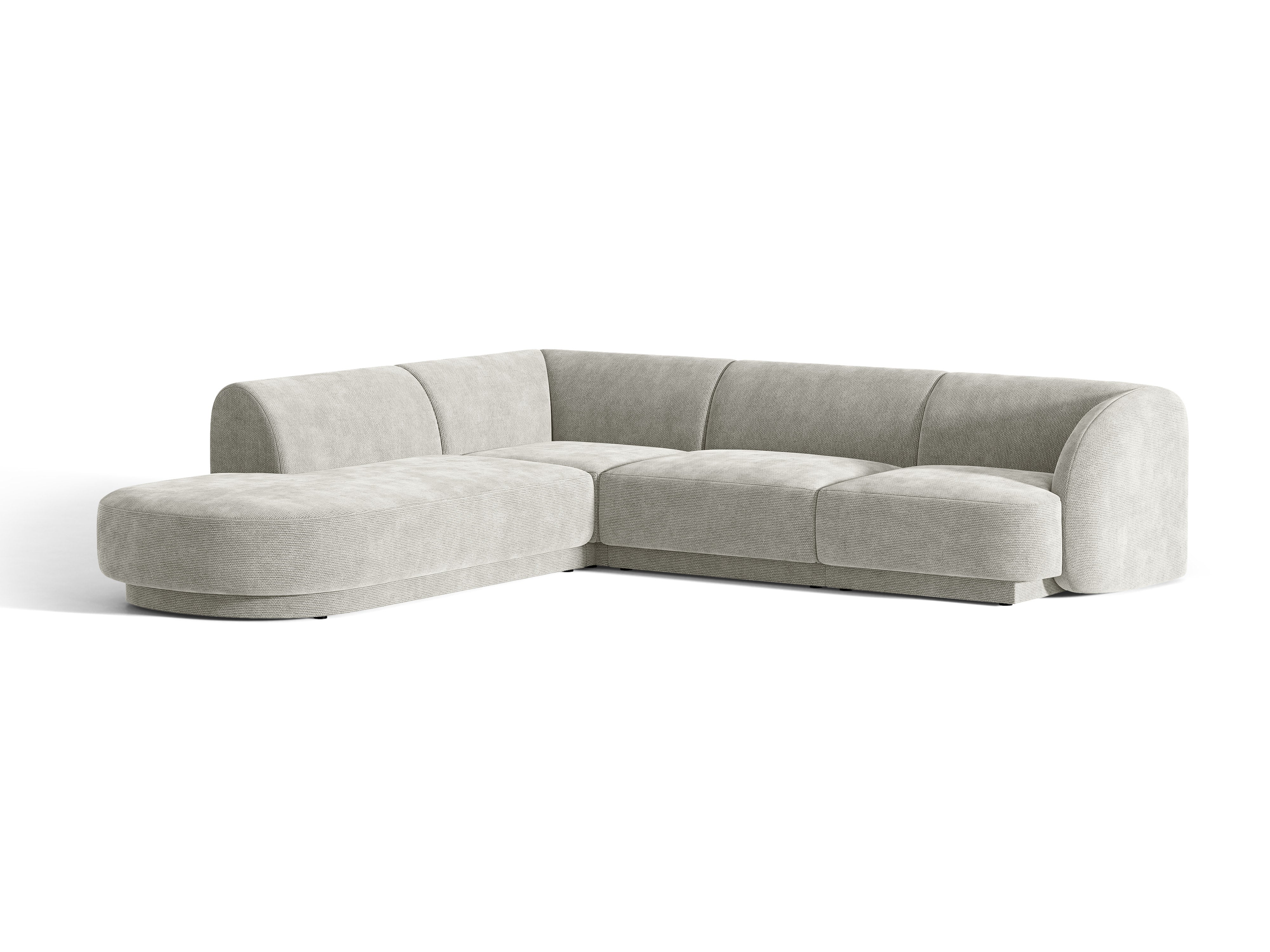6-sitzige linke Eckcouch MILEY hellgraues, seidiges Chenille