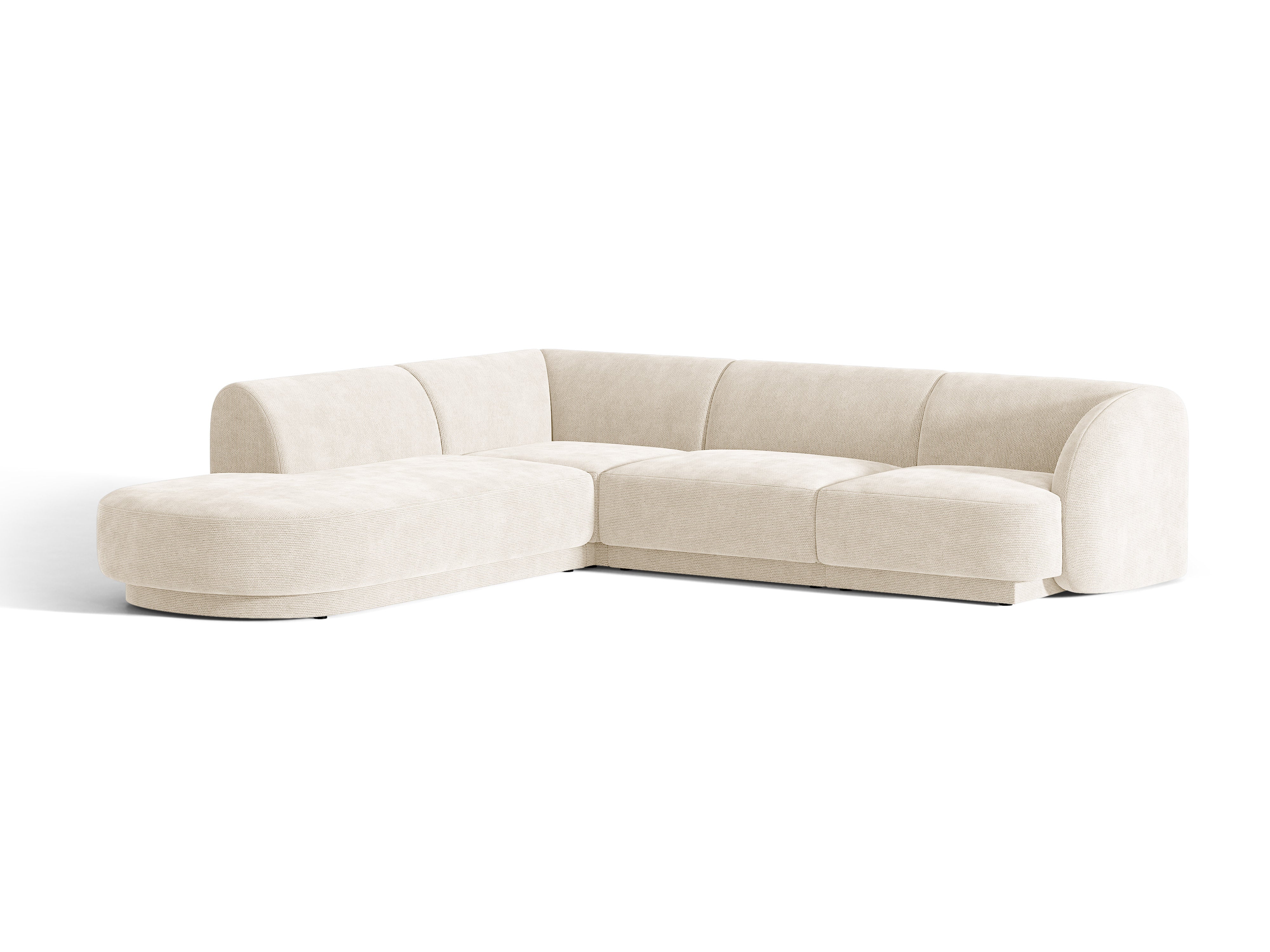 Linksseitiges 6-Sitzer-Sofa MILEY Elfenbein Chenille