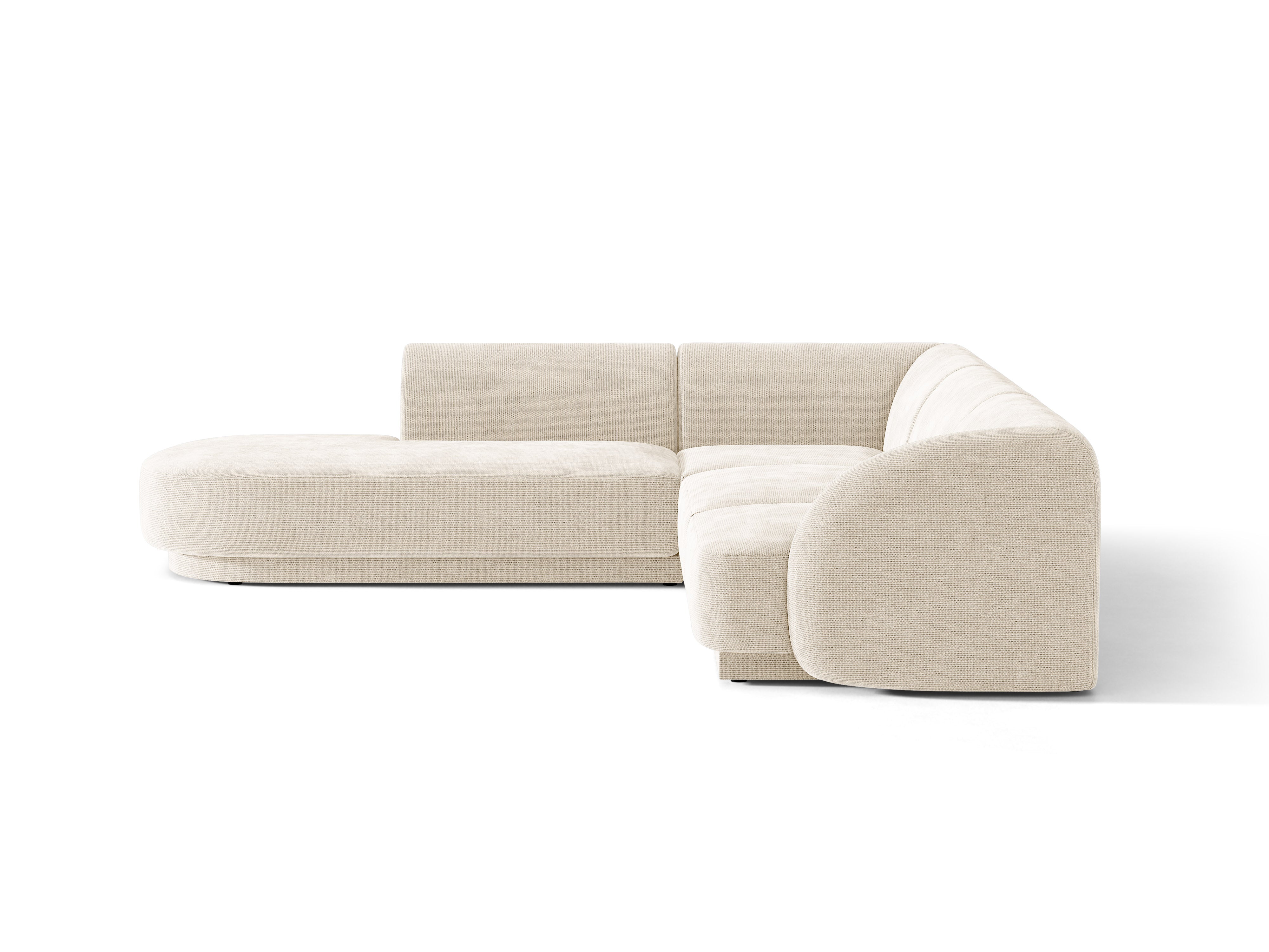 Linksseitiges 6-Sitzer-Sofa MILEY Elfenbein Chenille