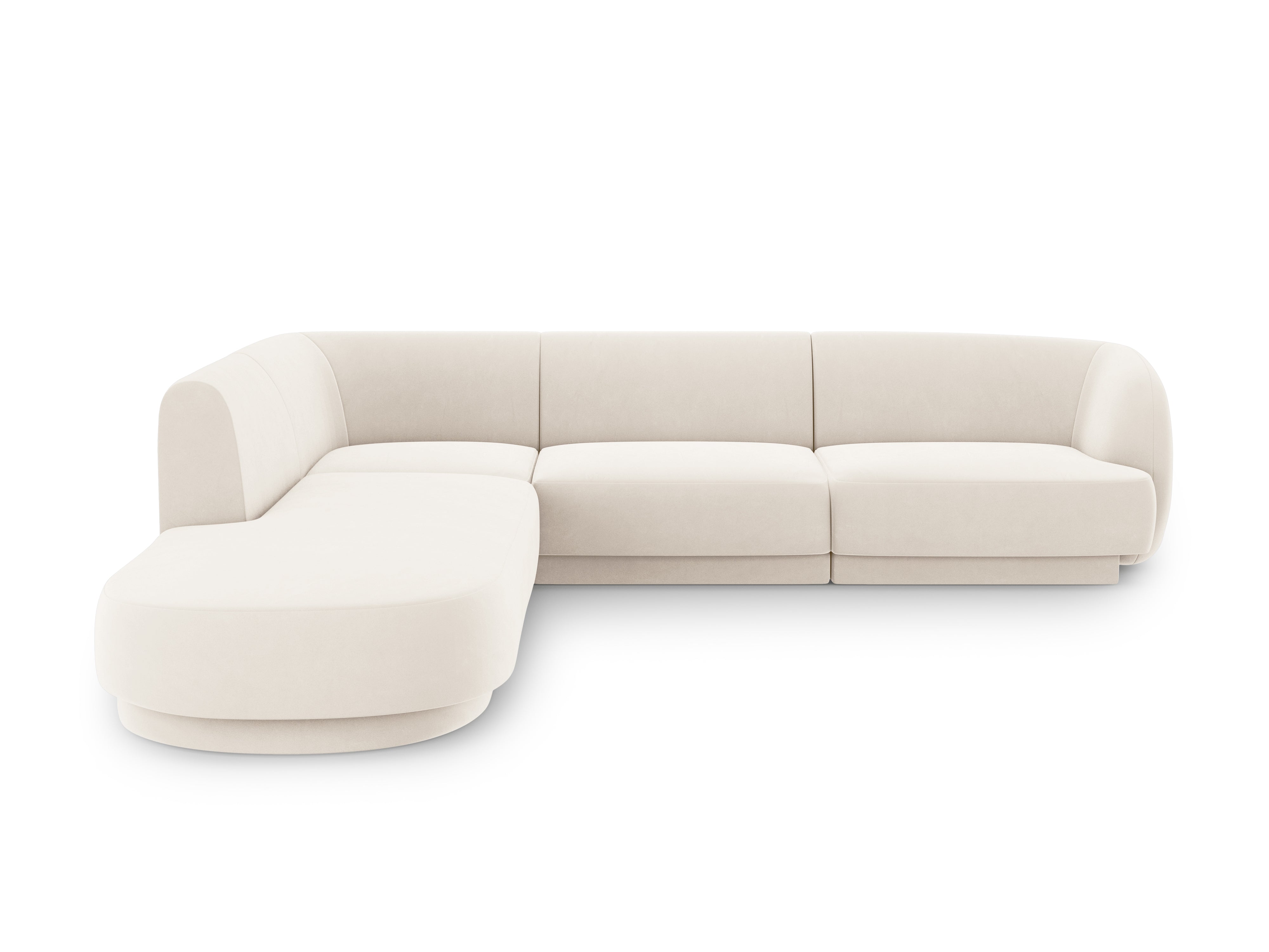 Narożnik aksamitny 6-osobowy lewostronny MILEY beżowy Micadoni    Eye on Design