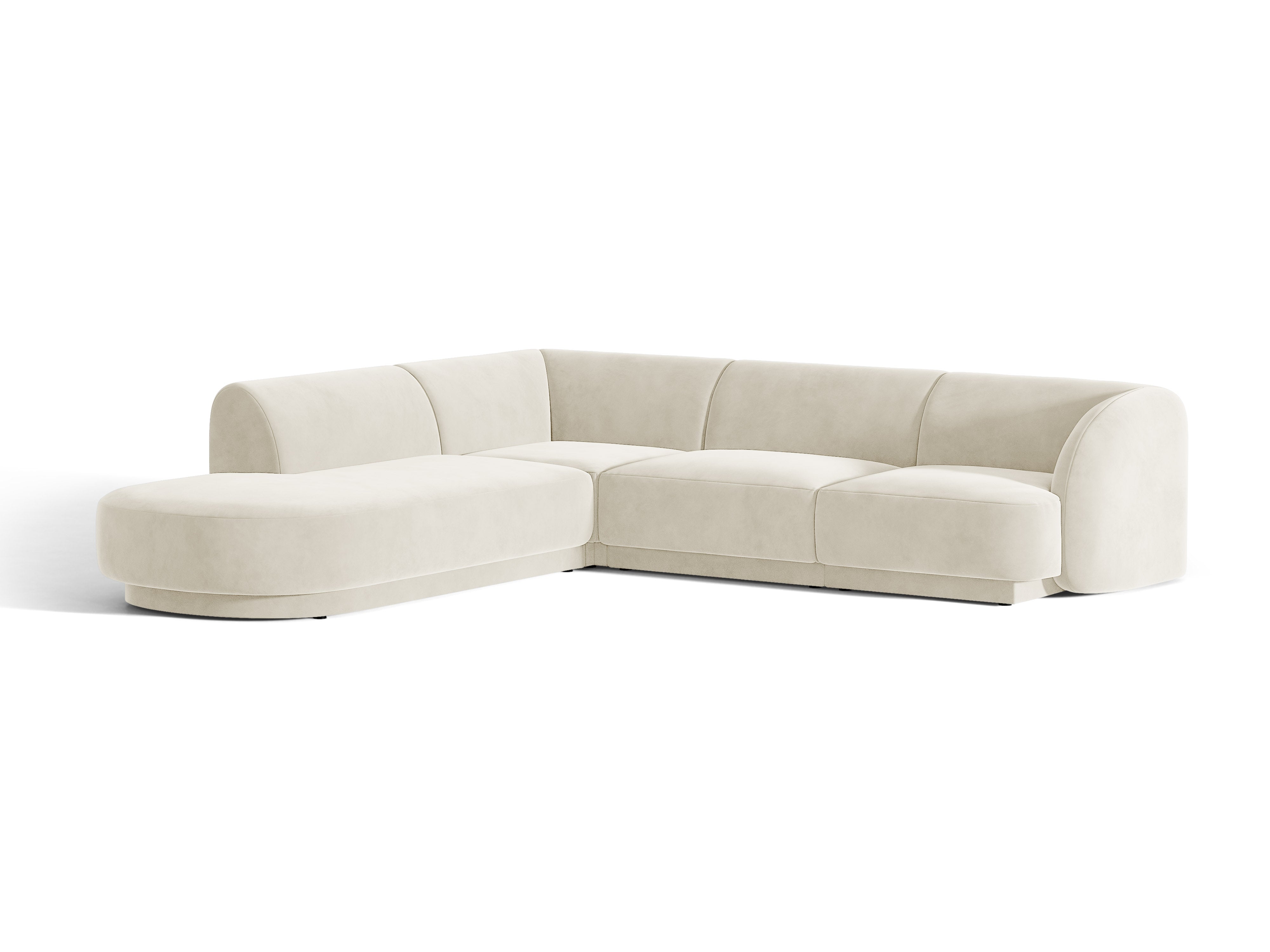 Samt-Ecksofa für 6 Personen links MILEY beige