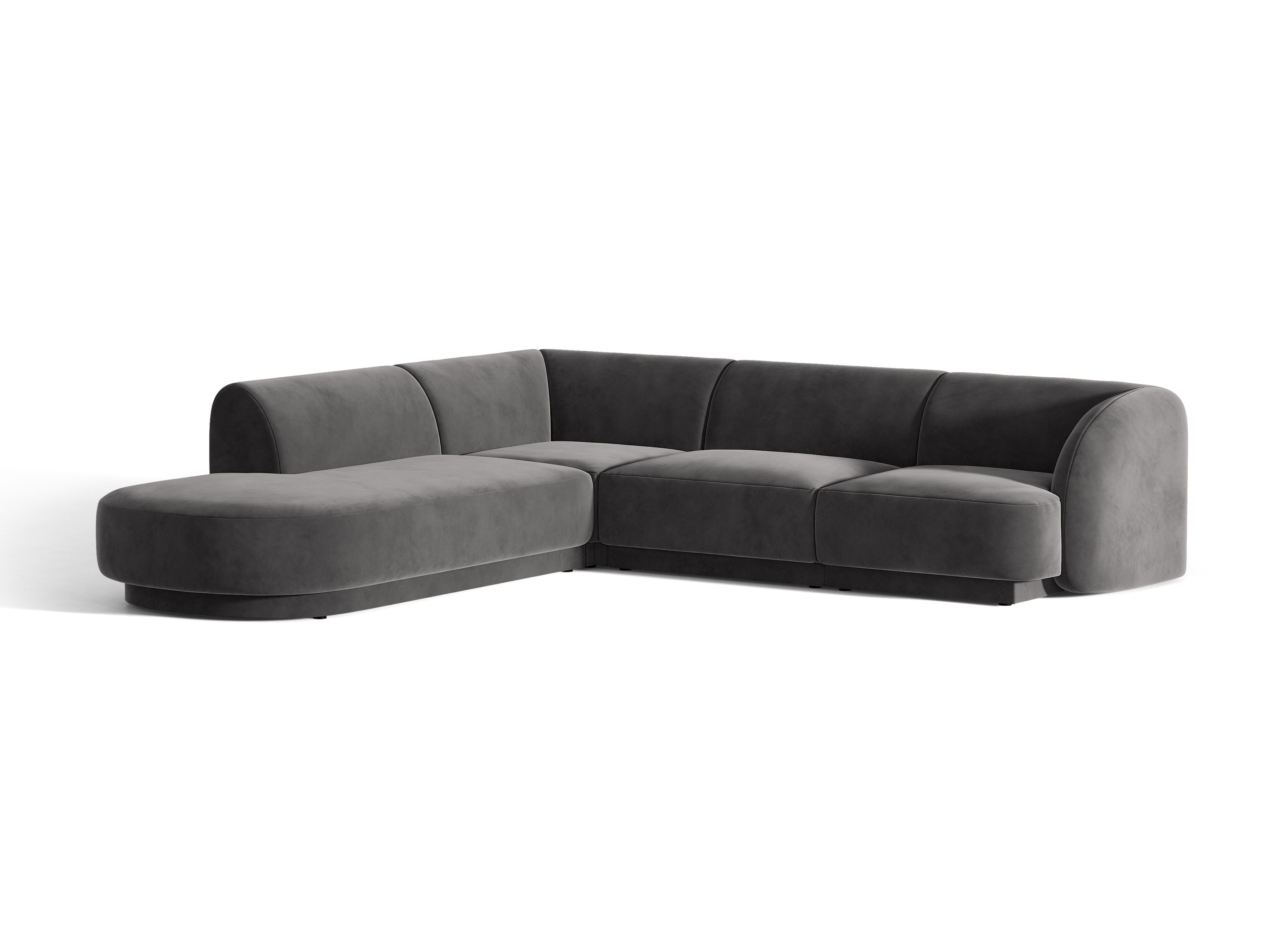 Samt-Ecksofa für 6 Personen links MILEY dunkelgrau