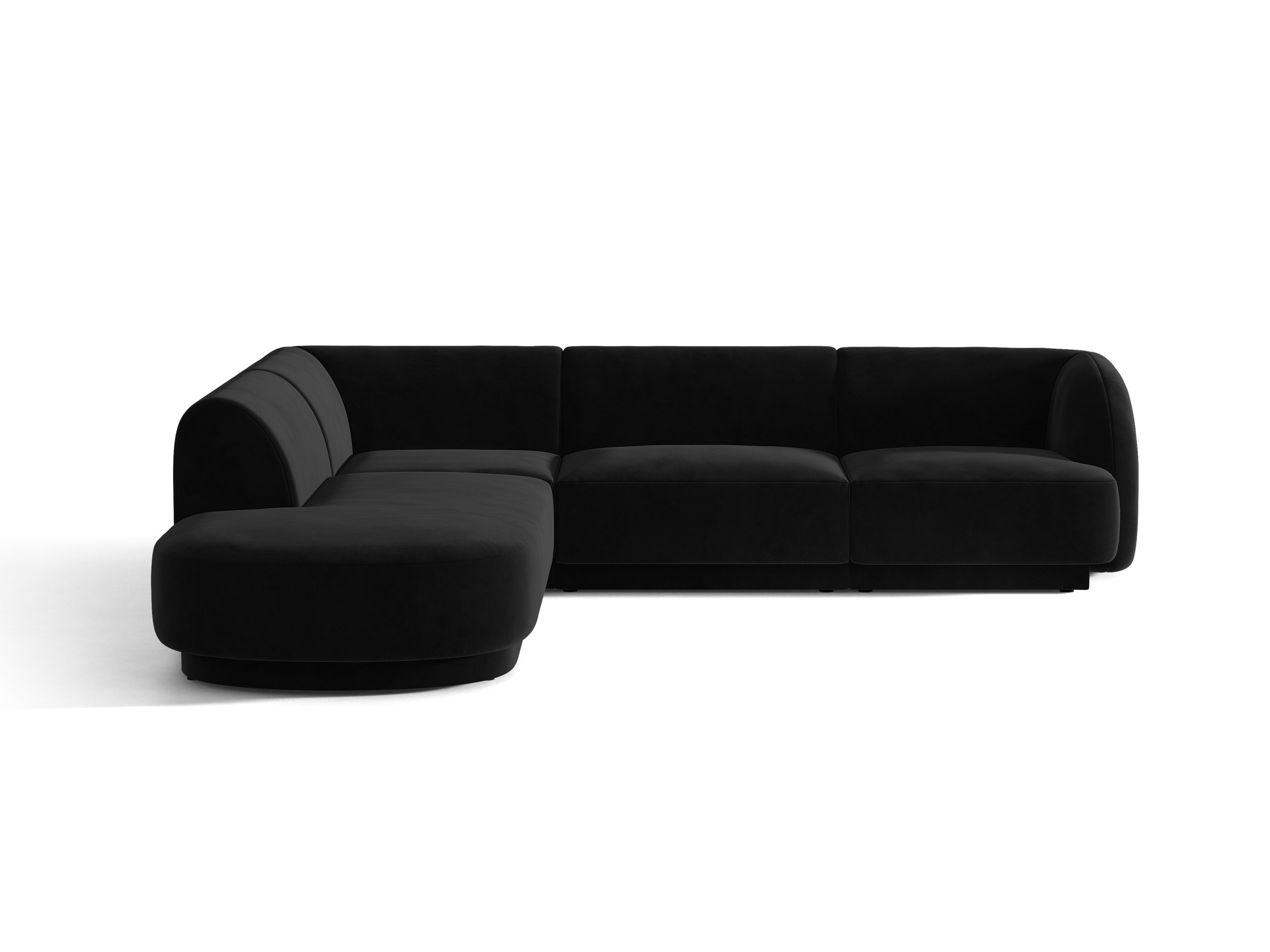 Samt-Ecksofa für 6 Personen links MILEY schwarz