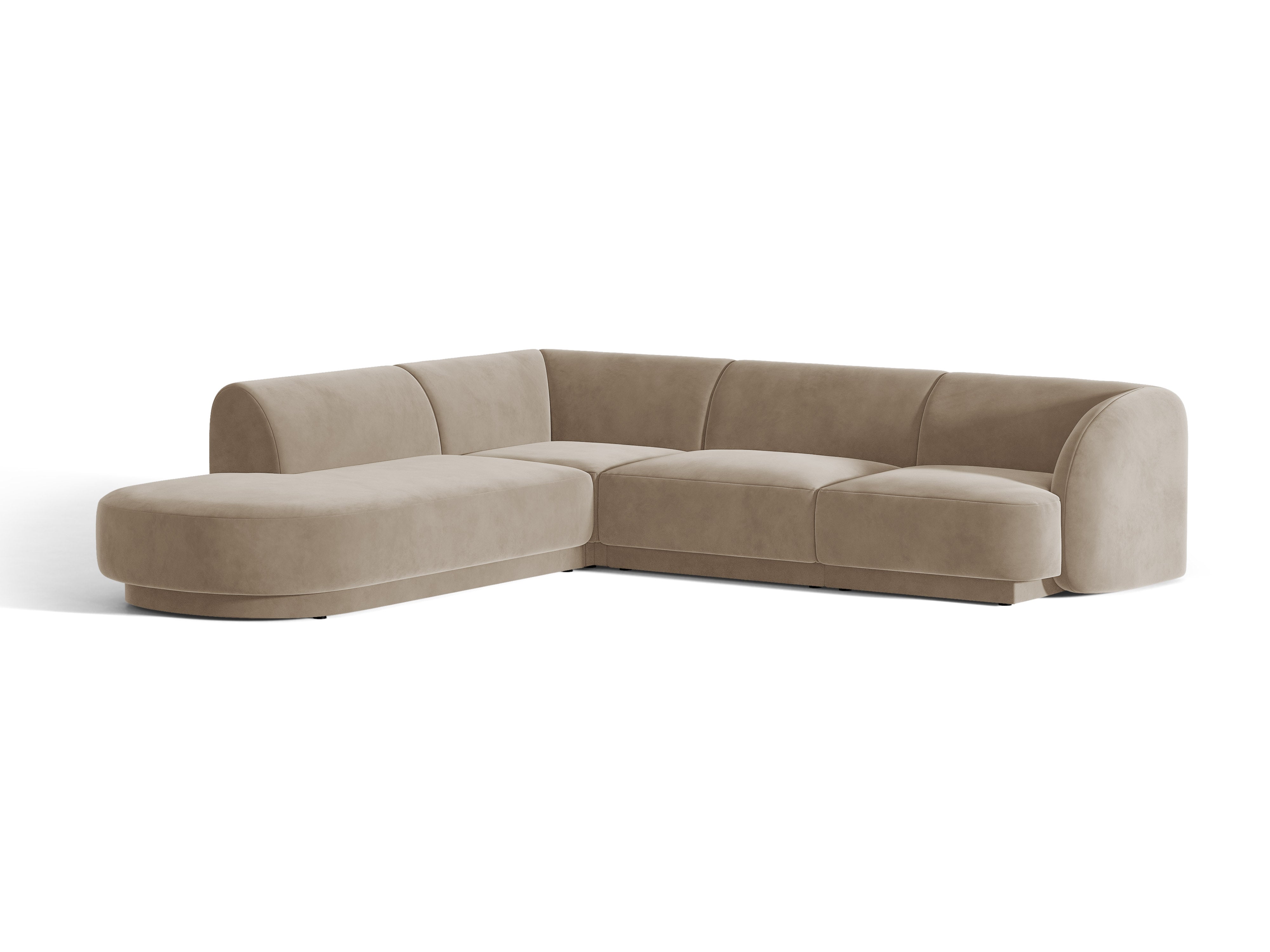 Samt-Ecksofa für 6 Personen links MILEY cappuccino
