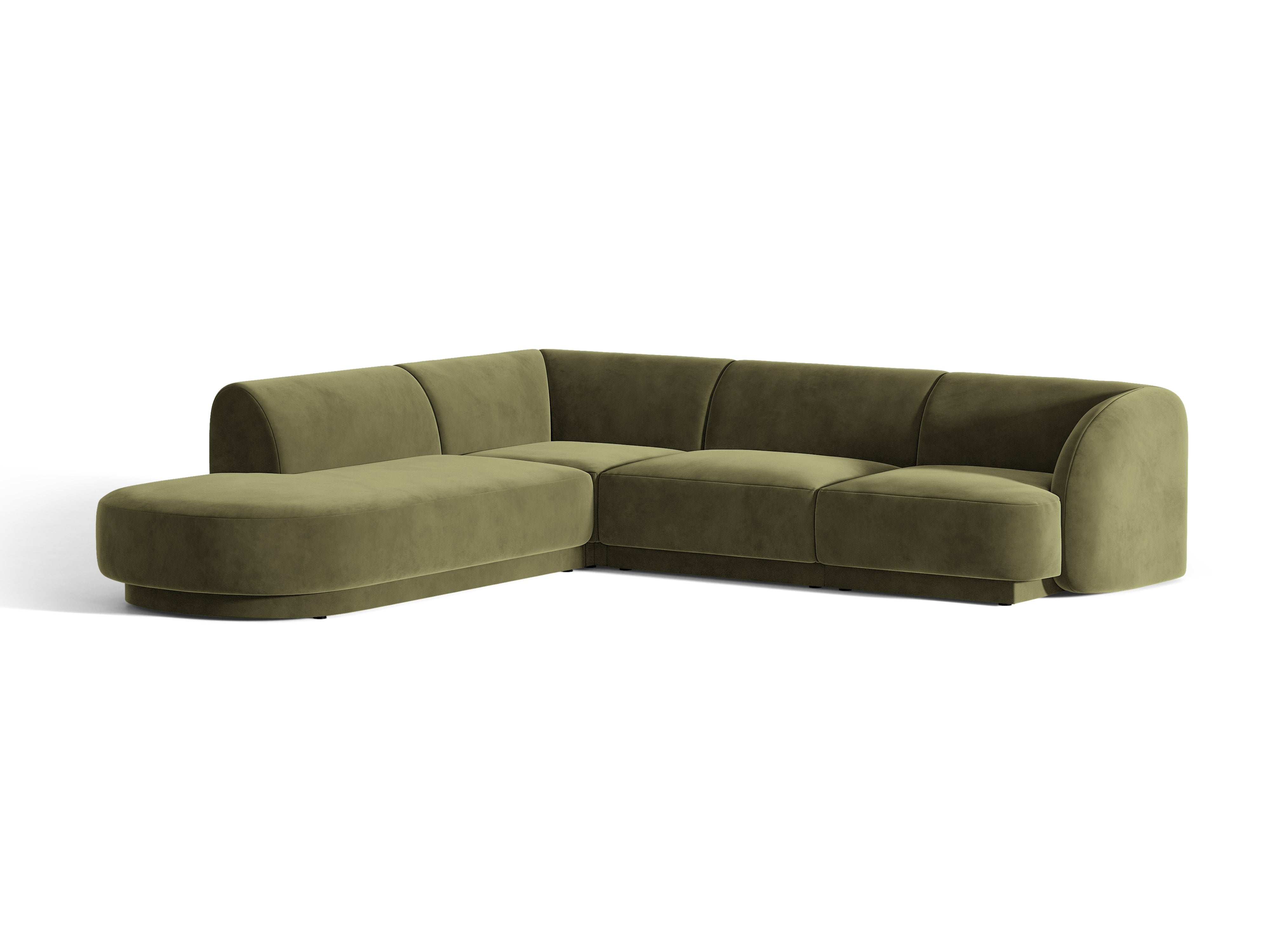 Samt-Ecksofa für 6 Personen links MILEY grün
