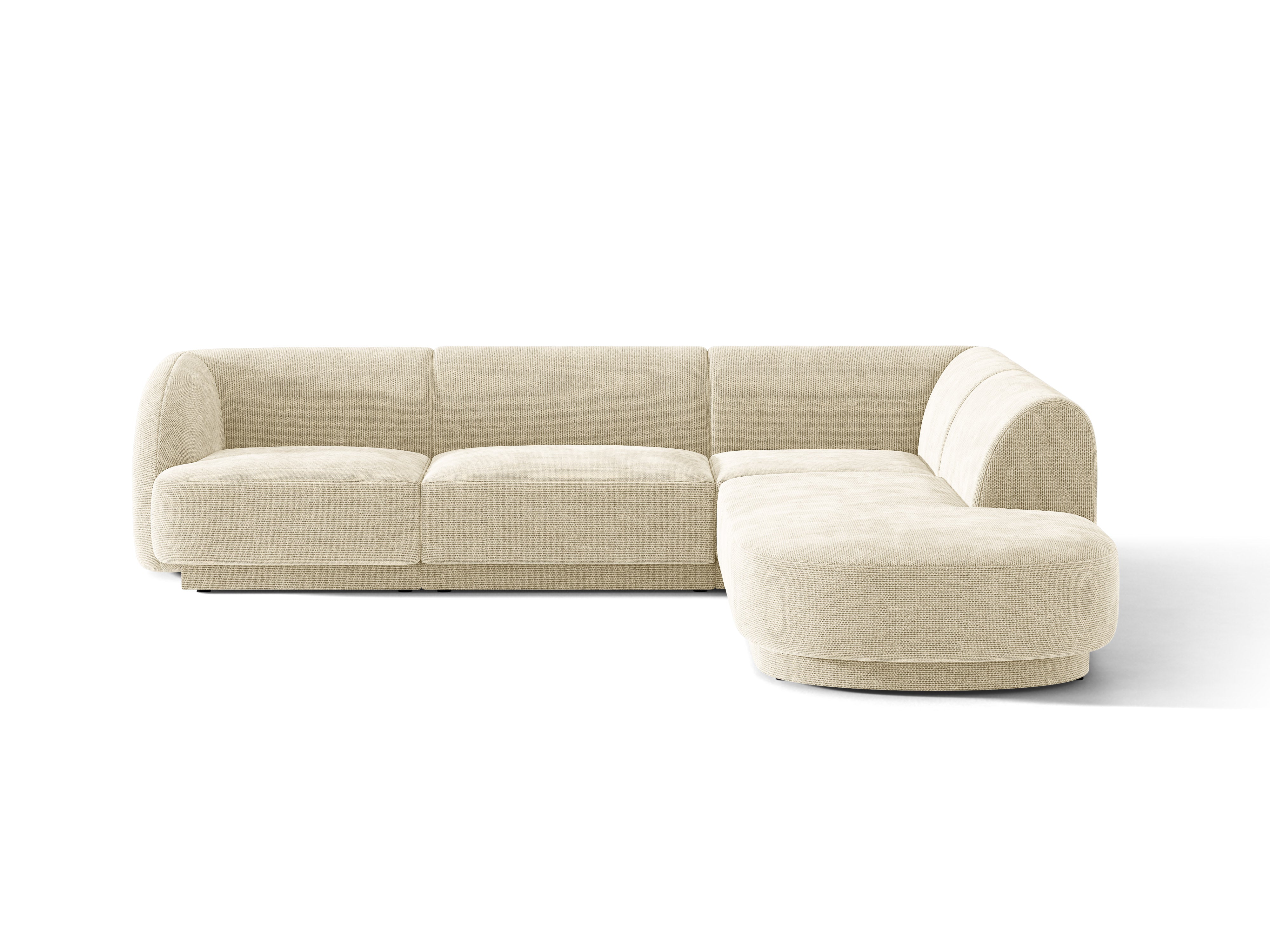 Sechs-Sitzer rechtsseitiger Ecksofa MILEY hellbeige samtig