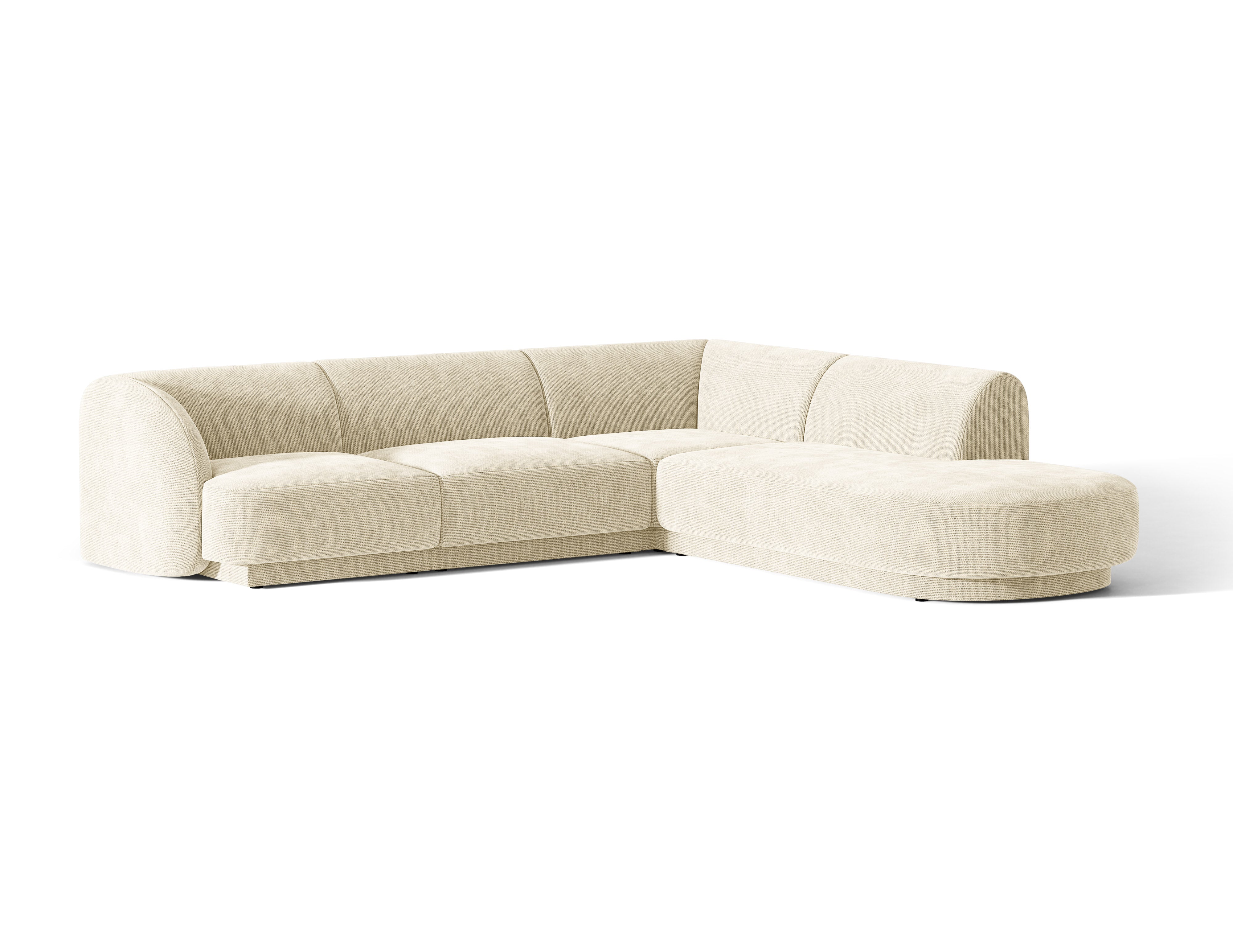 Sechs-Sitzer rechtsseitiger Ecksofa MILEY hellbeige samtig