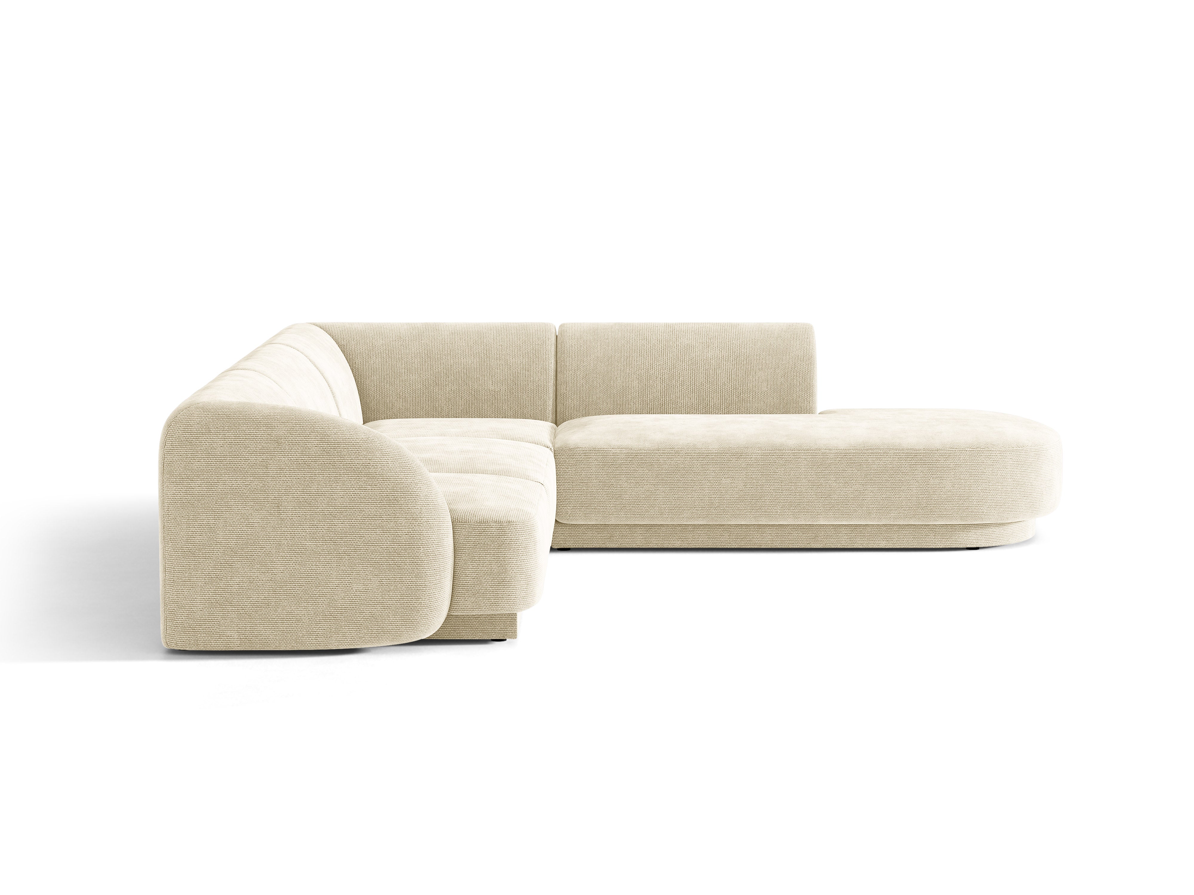 Sechs-Sitzer rechtsseitiger Ecksofa MILEY hellbeige samtig