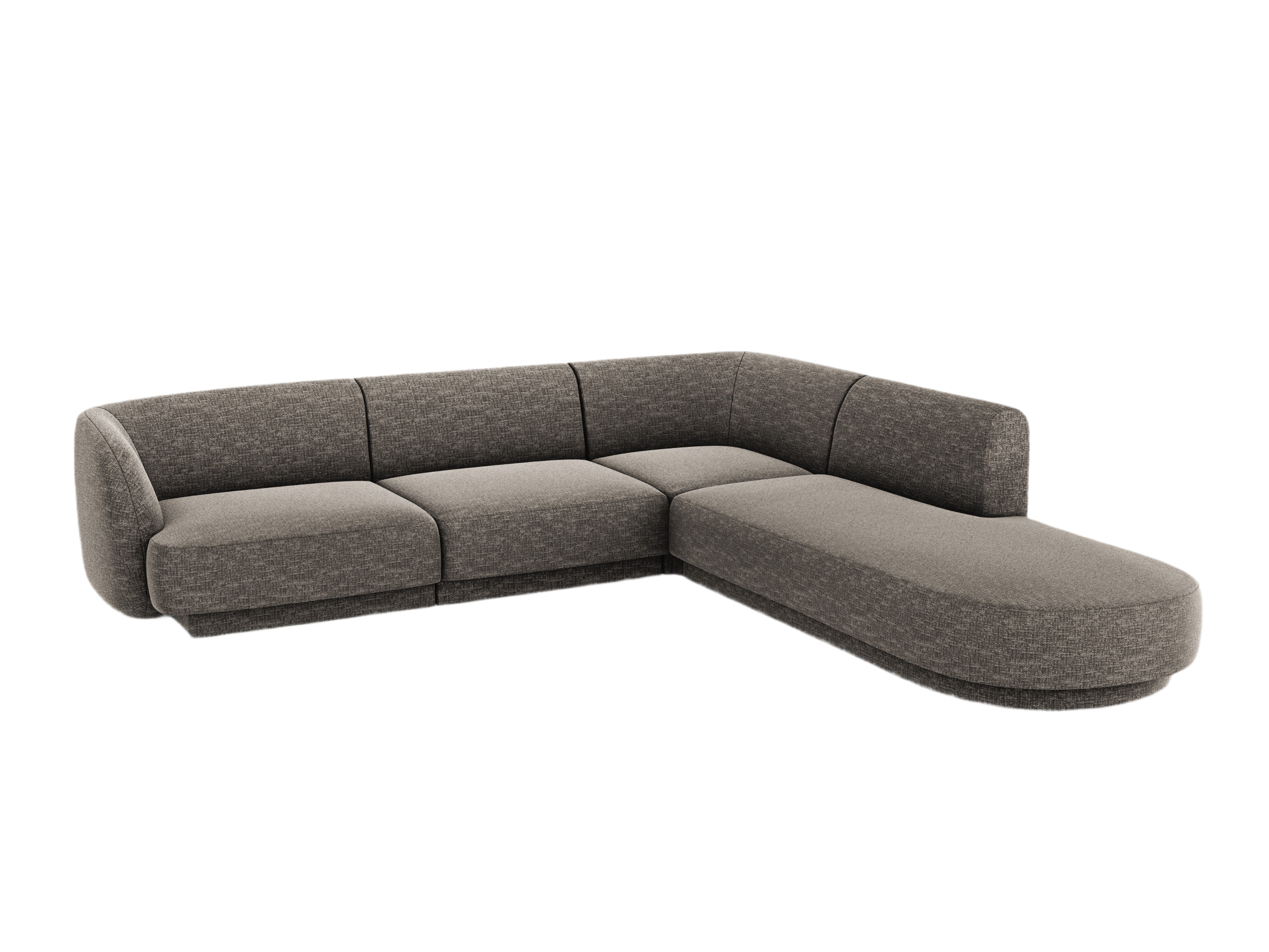 6-seater right-facing corner sofa MILEY dark gray silky chenille [Monika corrected]