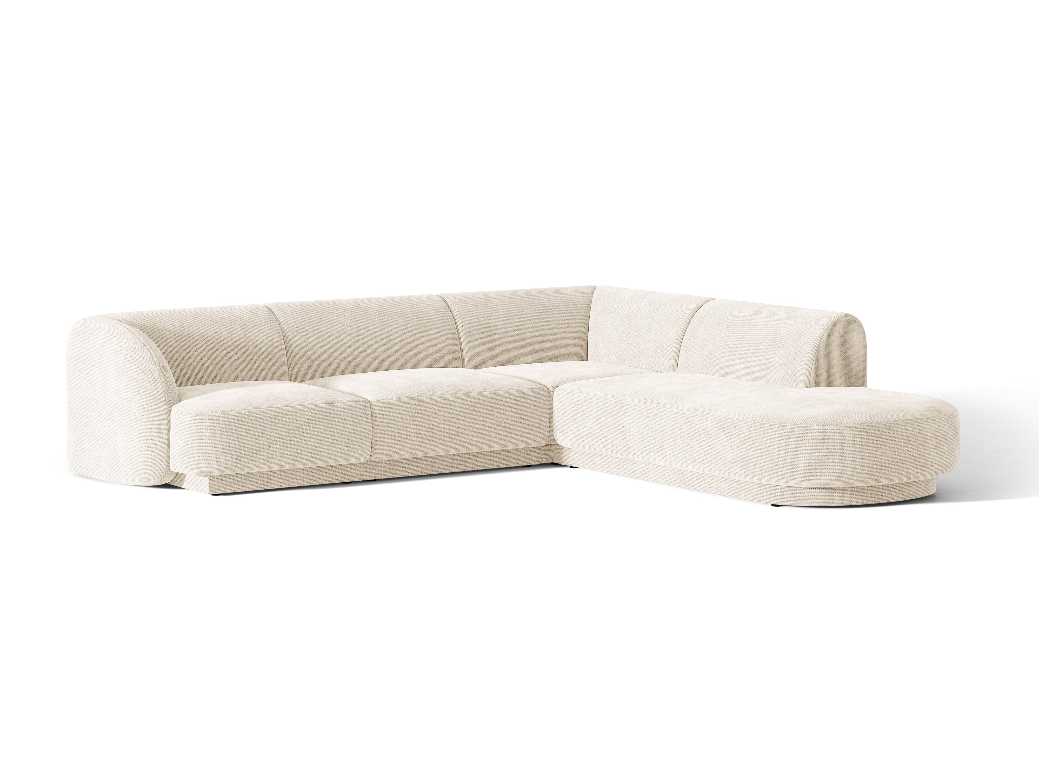 Rechtsseitige 6-Sitzer-Couch MILEY Elfenbein Chenille
