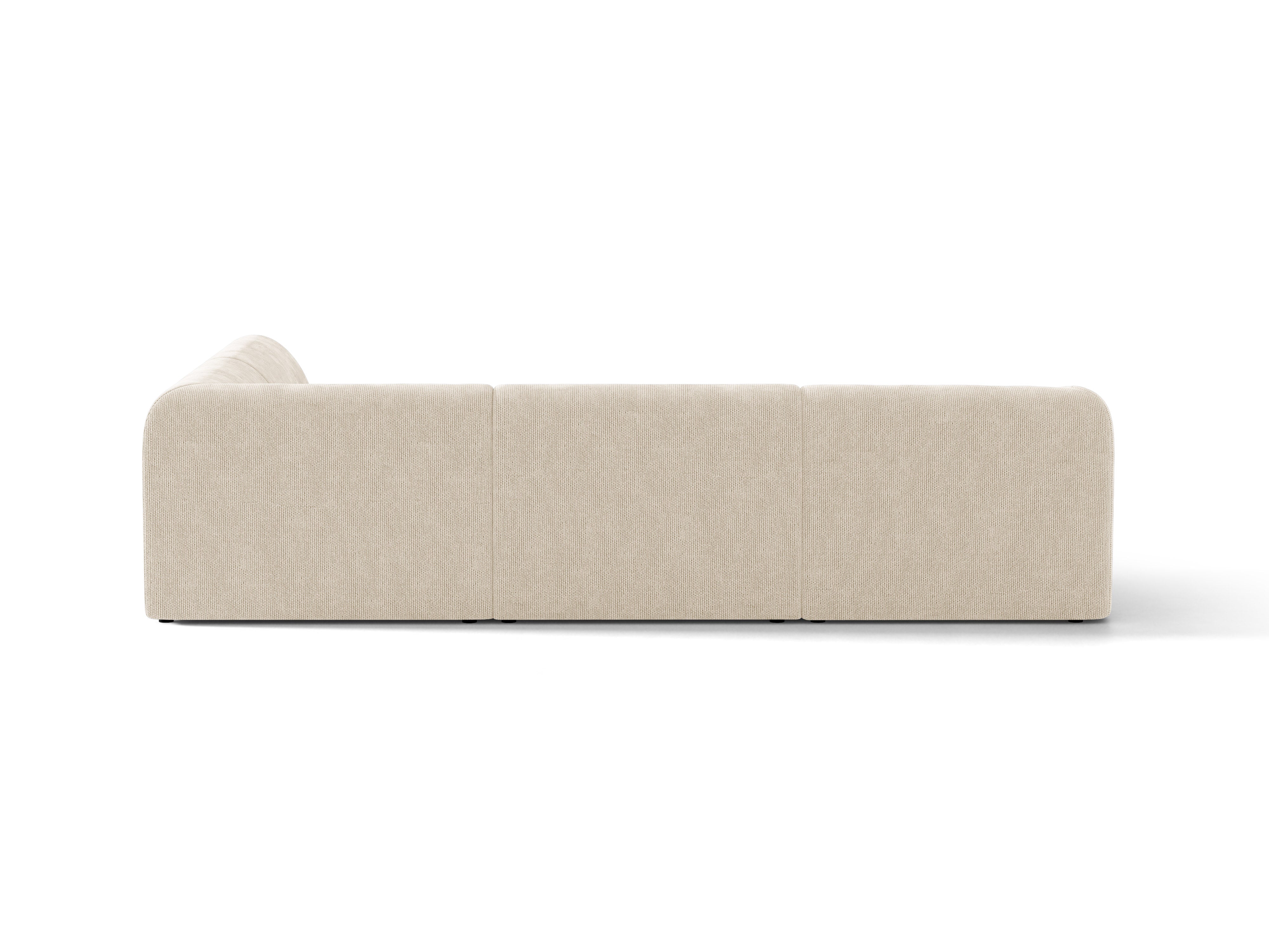 Rechtsseitige 6-Sitzer-Couch MILEY Elfenbein Chenille
