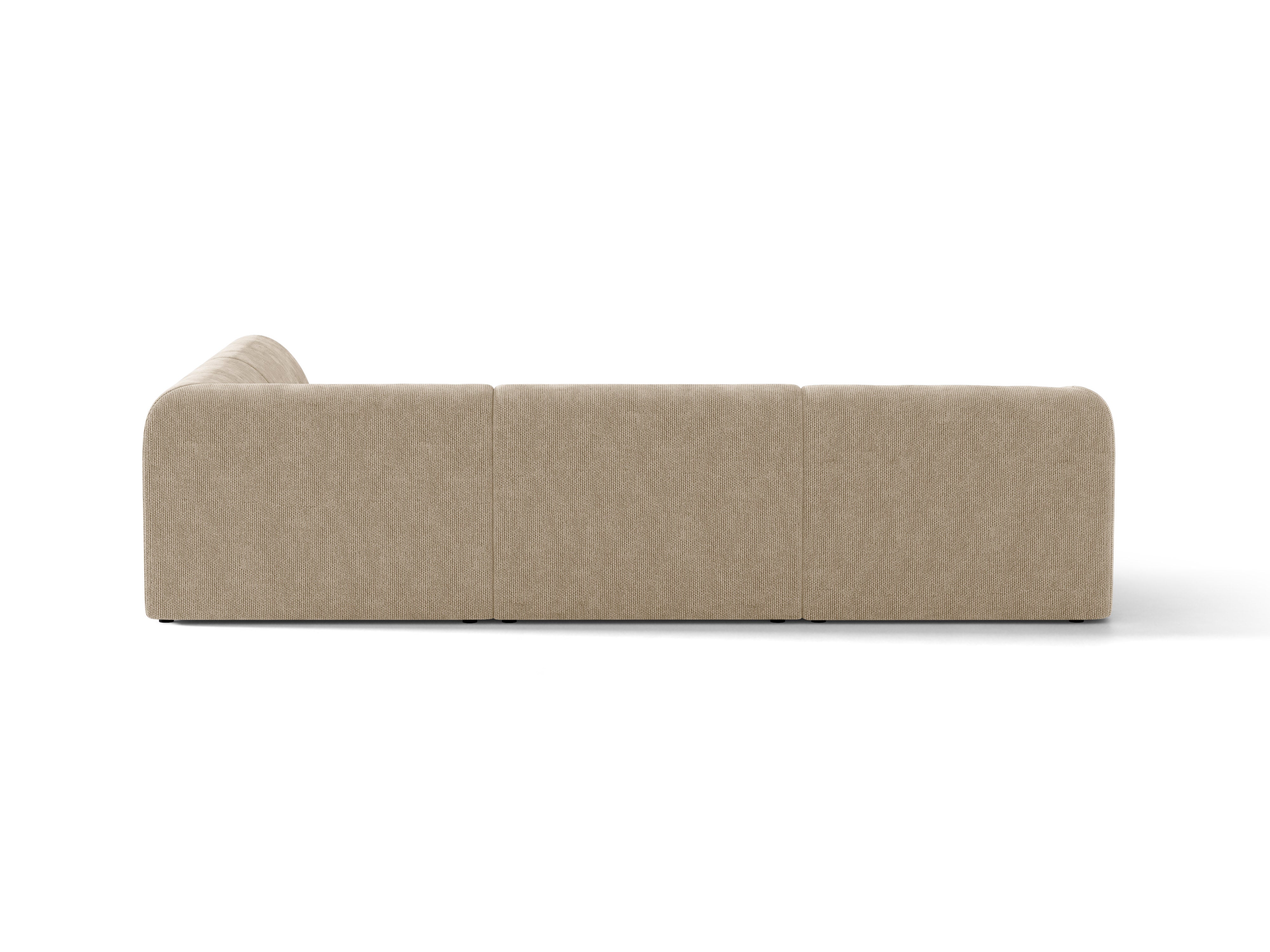 Rechtsseitige 6-sitzige Eckcouch MILEY beige Chenille
