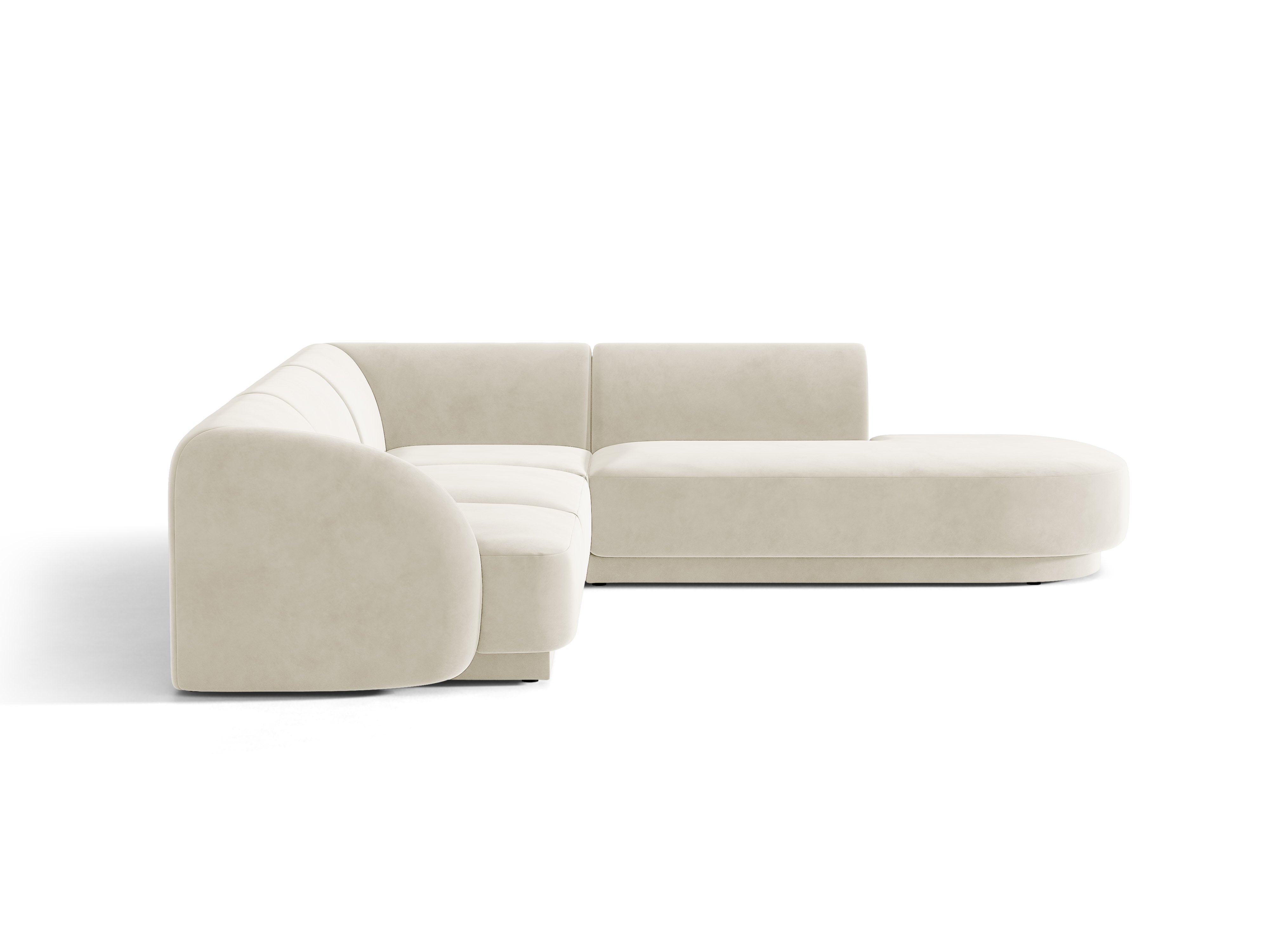 Samt-Ecksofa für 6 Personen rechts MILEY beige