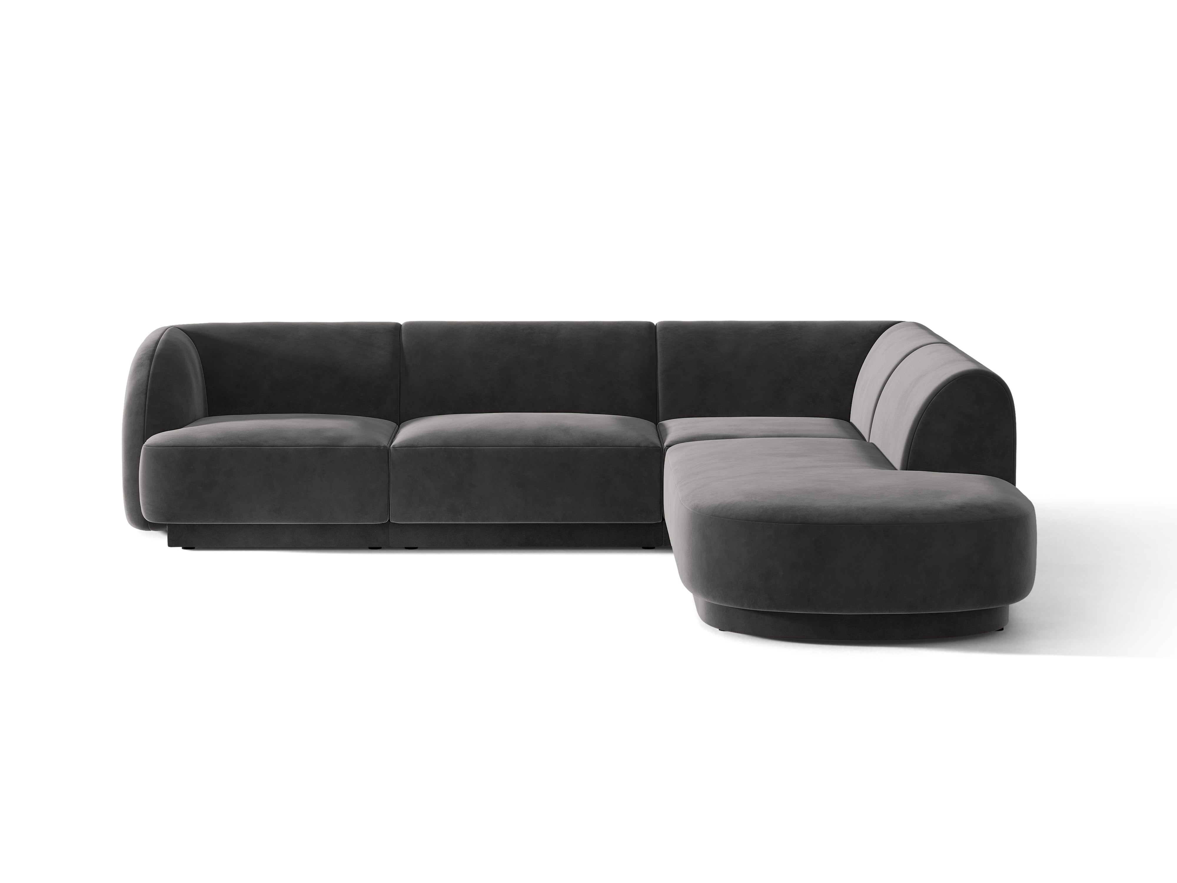 Samt-Ecksofa für 6 Personen rechts MILEY dunkelgrau