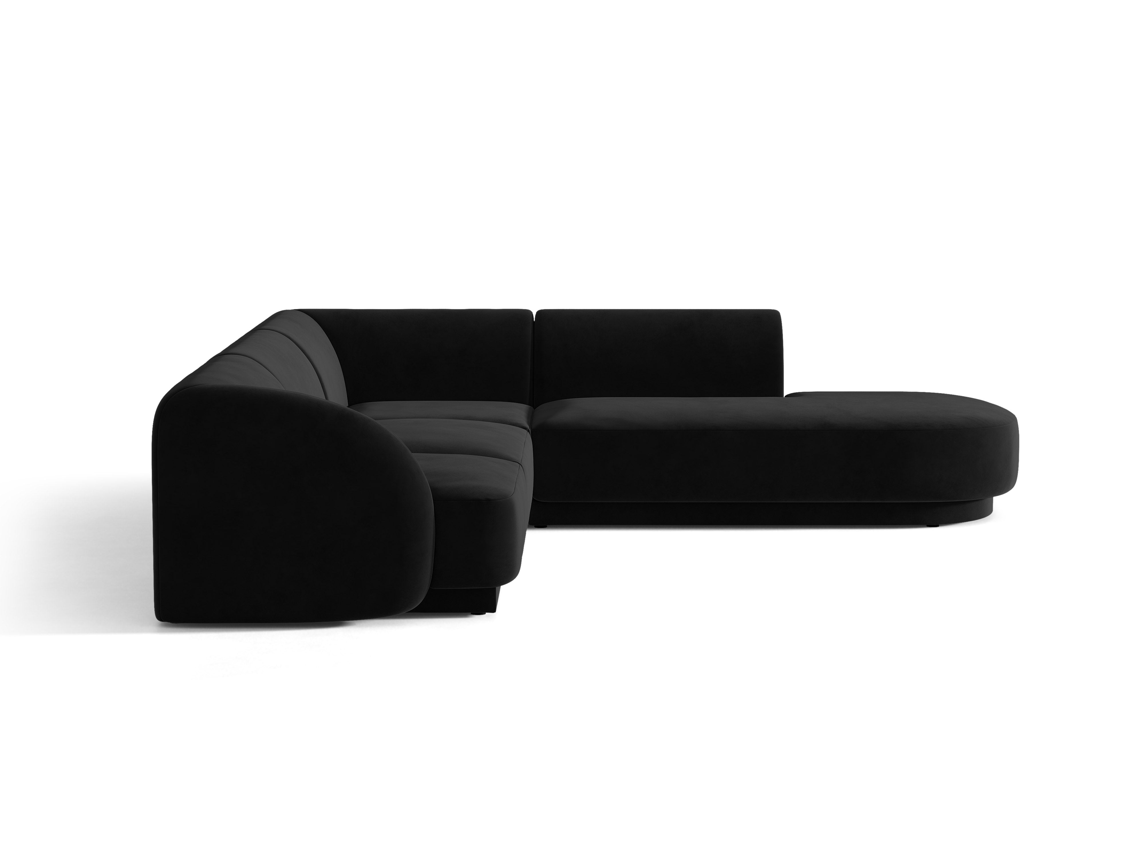 Samt-Ecksofa für 6 Personen rechts MILEY schwarz
