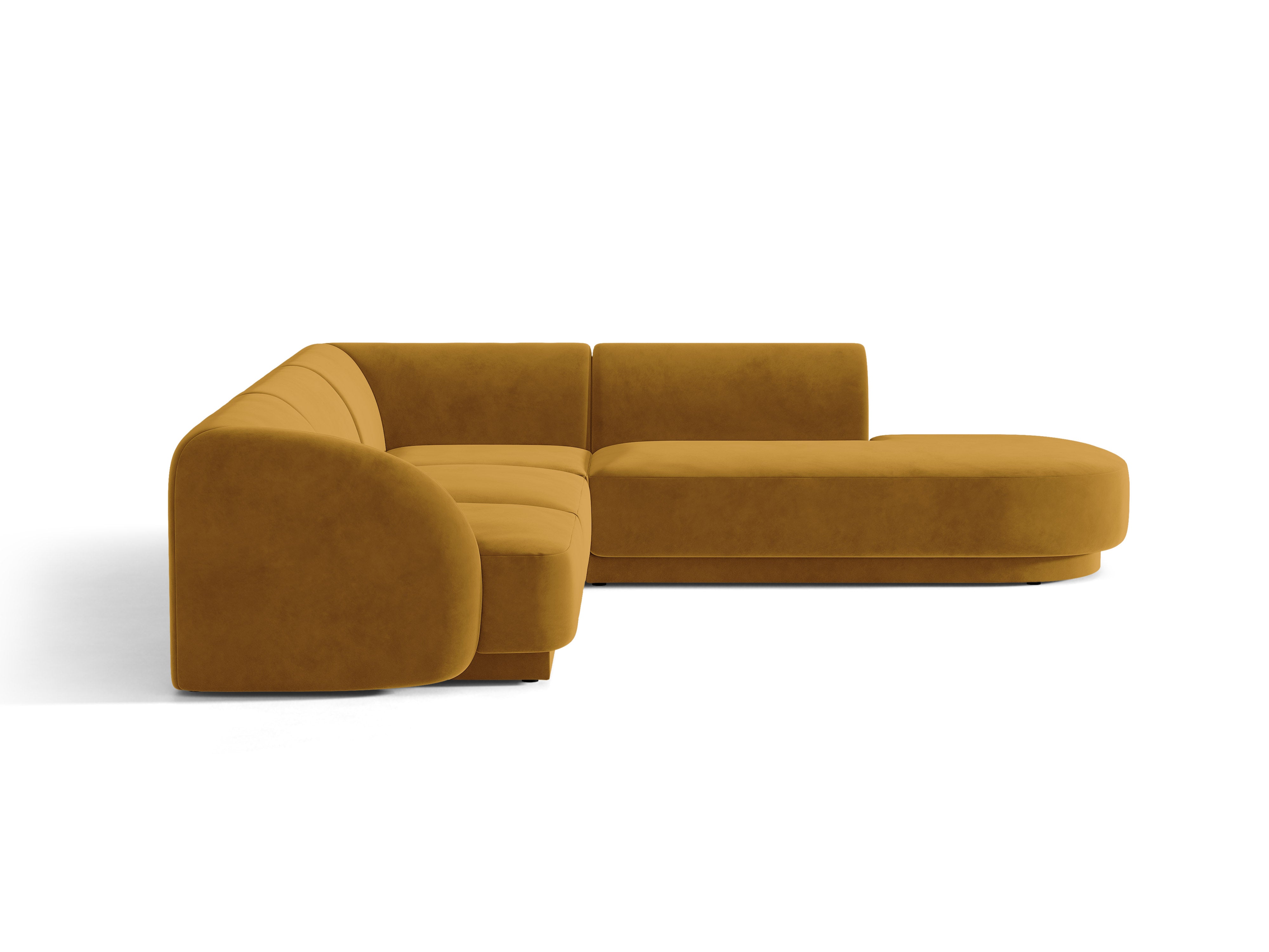 Samt-Ecksofa für 6 Personen rechts MILEY gelb
