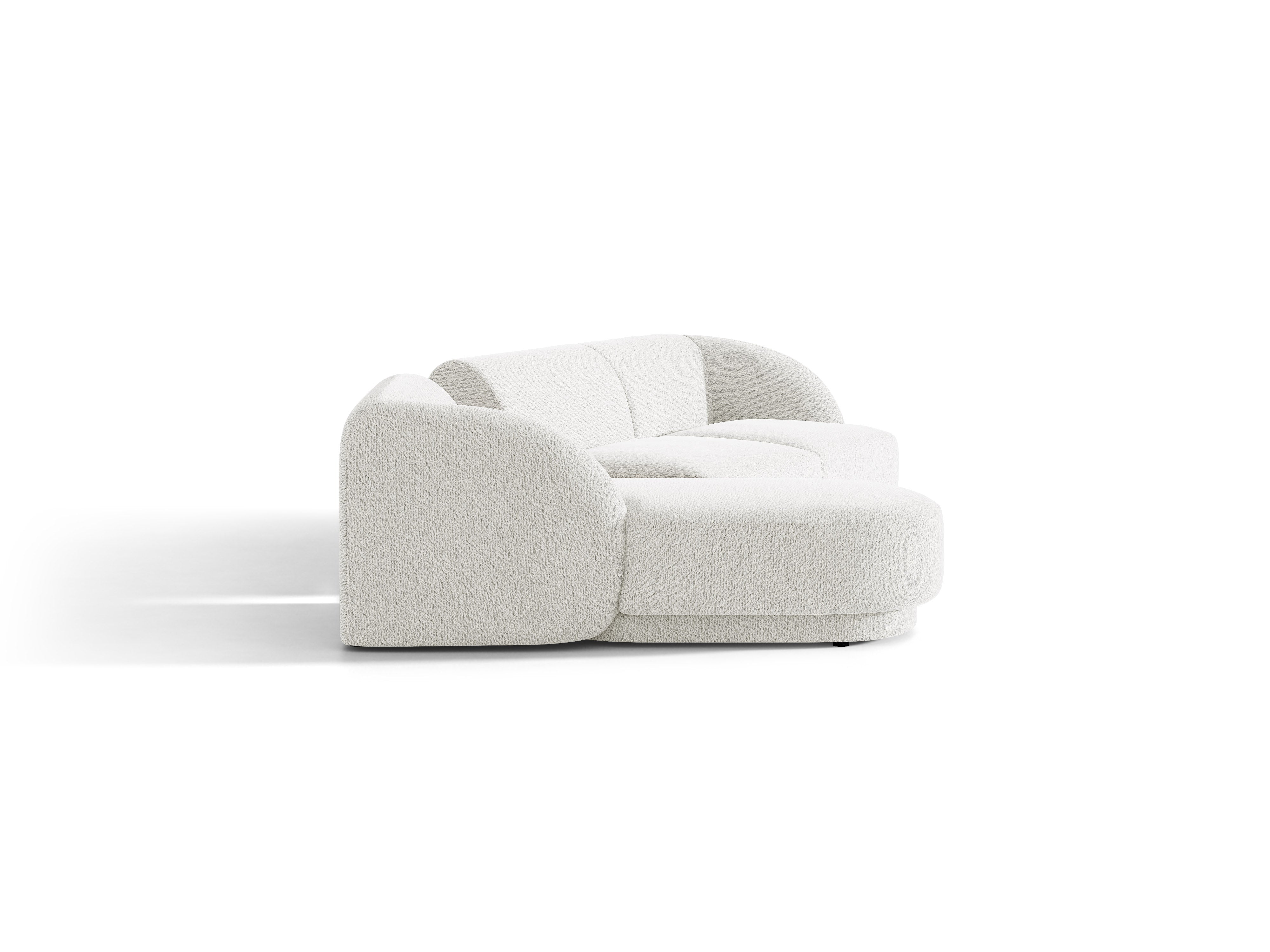 Modulares Ecksofa mit Tisch, 3-Sitzer, links, MILEY, weißes Boucle