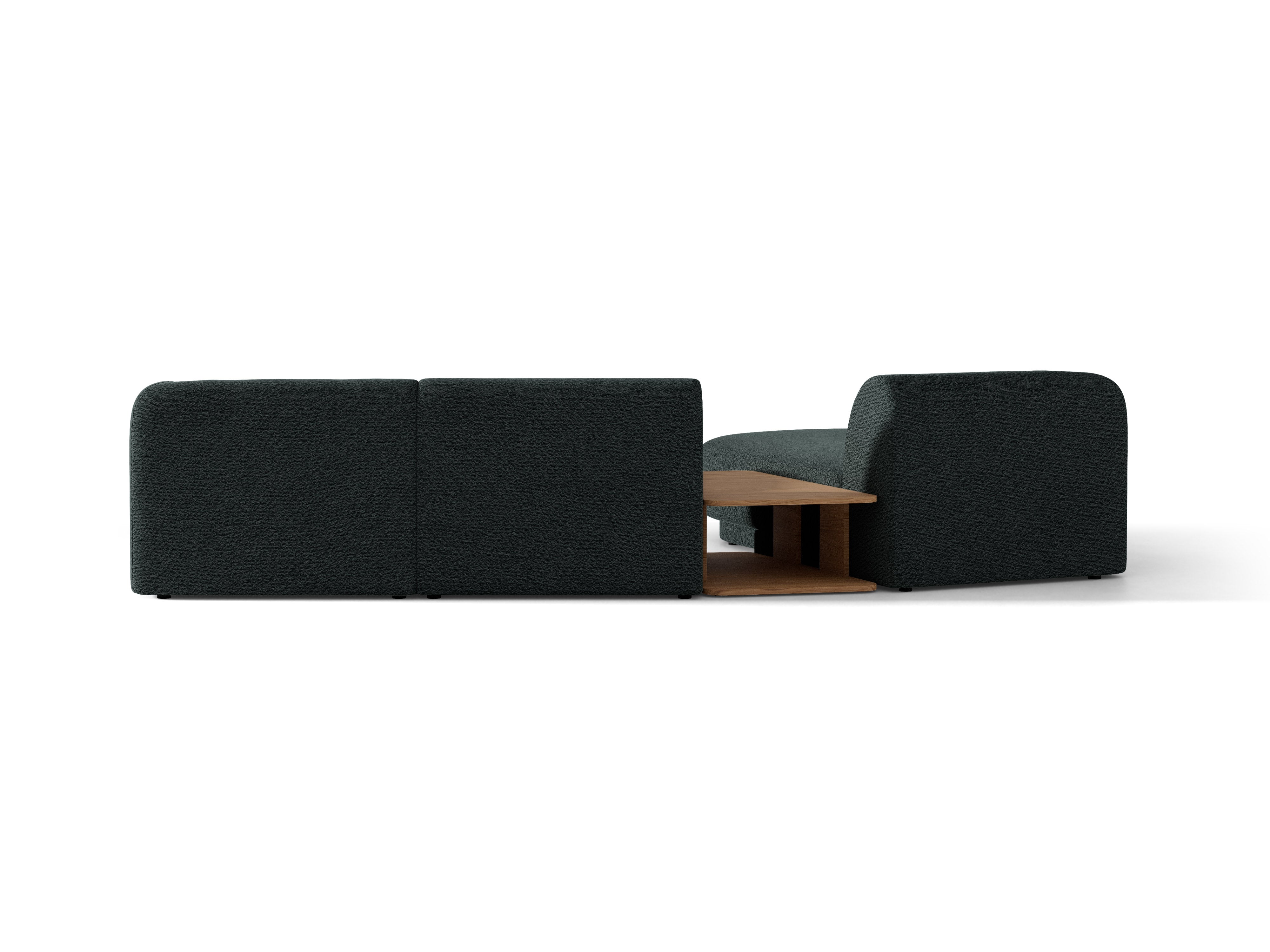 Modulares Ecksofa mit Tisch 3-sitzig links MILEY schwarz Boucle