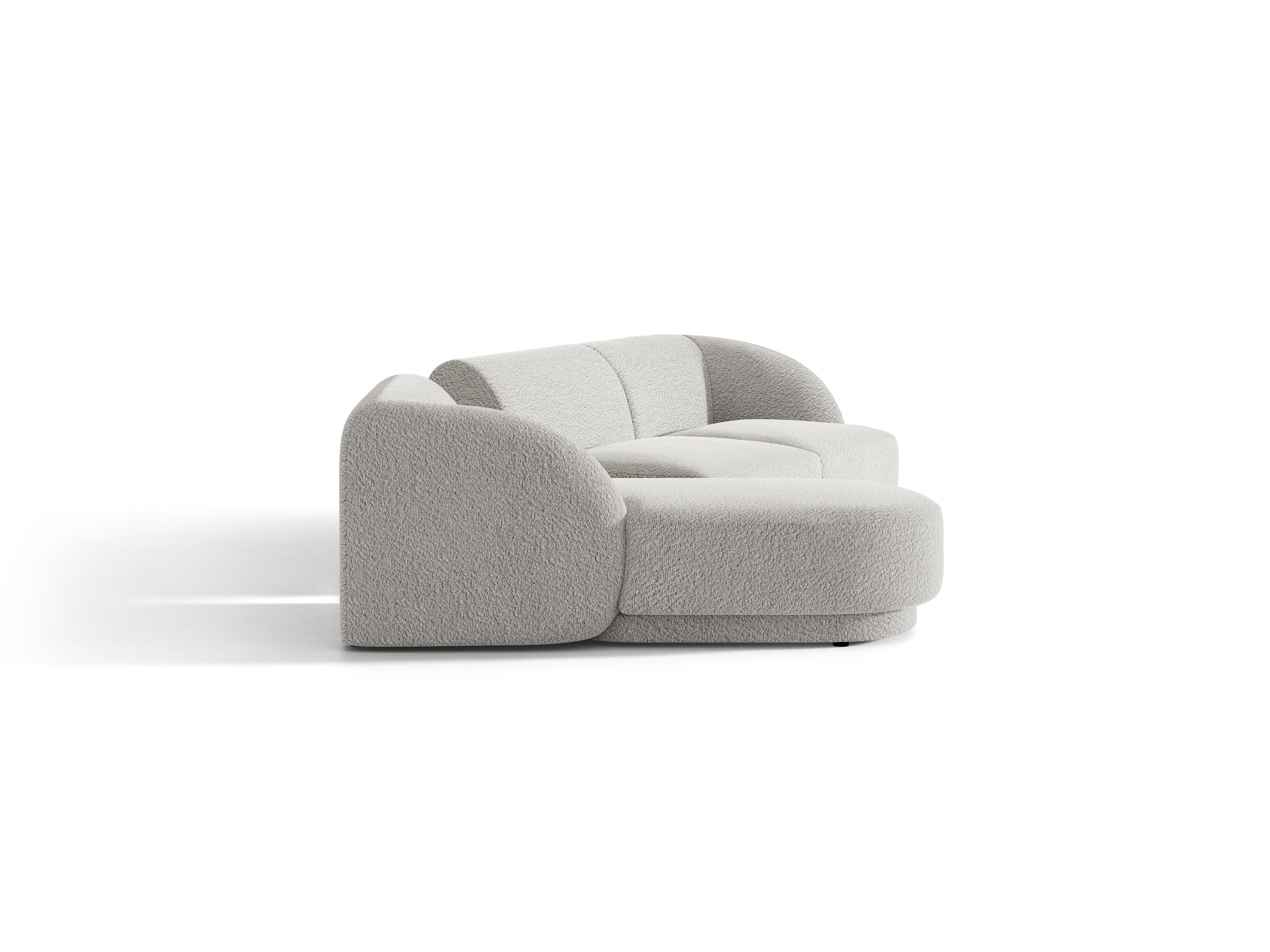 Modulares Ecksofa mit Tisch 3-sitzig links MILEY hellgrau Boucle